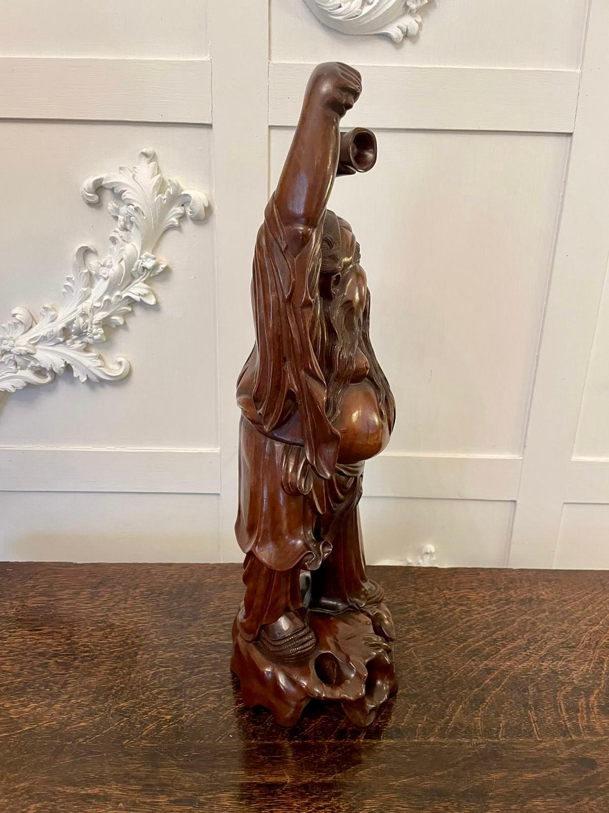 Large Antique Chinese Quality Carved Hardwood Figure For Sale 3