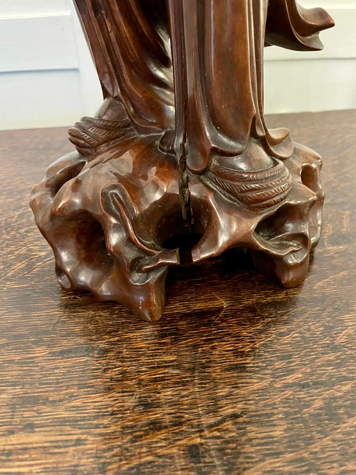 Large Antique Chinese Quality Carved Hardwood Figure For Sale 4