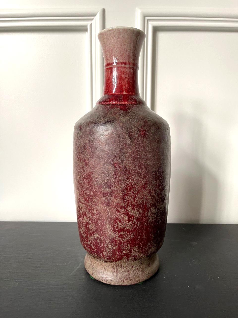 Large Antique Chinese Sang-de-Boeuf LangYao Red Vase In Good Condition For Sale In Atlanta, GA