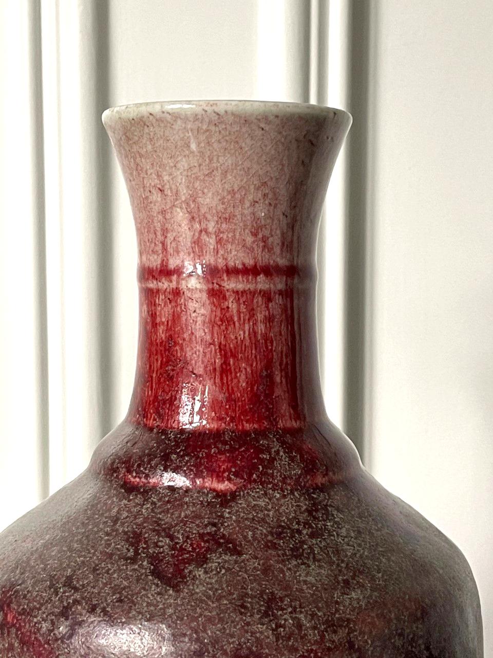 Ceramic Large Antique Chinese Sang-de-Boeuf LangYao Red Vase For Sale