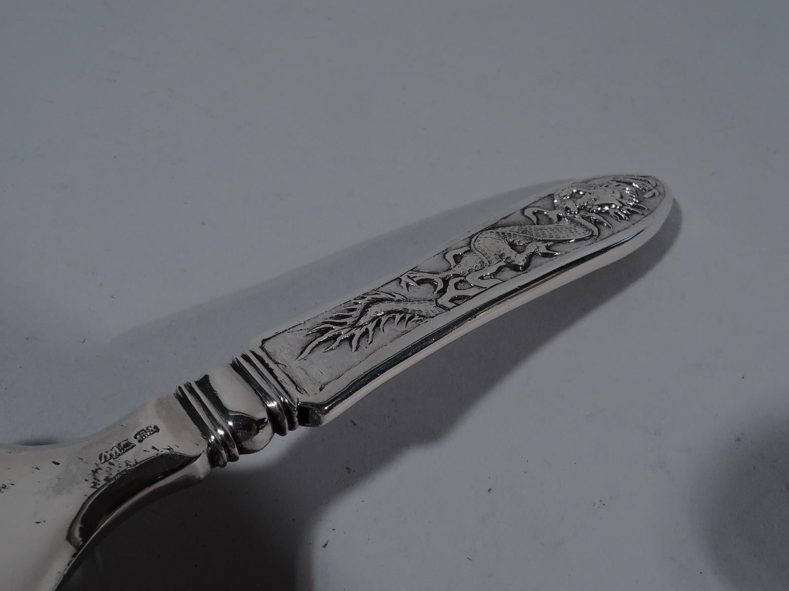 Exportation chinoise Grande fourchette de service chinoise ancienne en argent du dragon par Cumwo