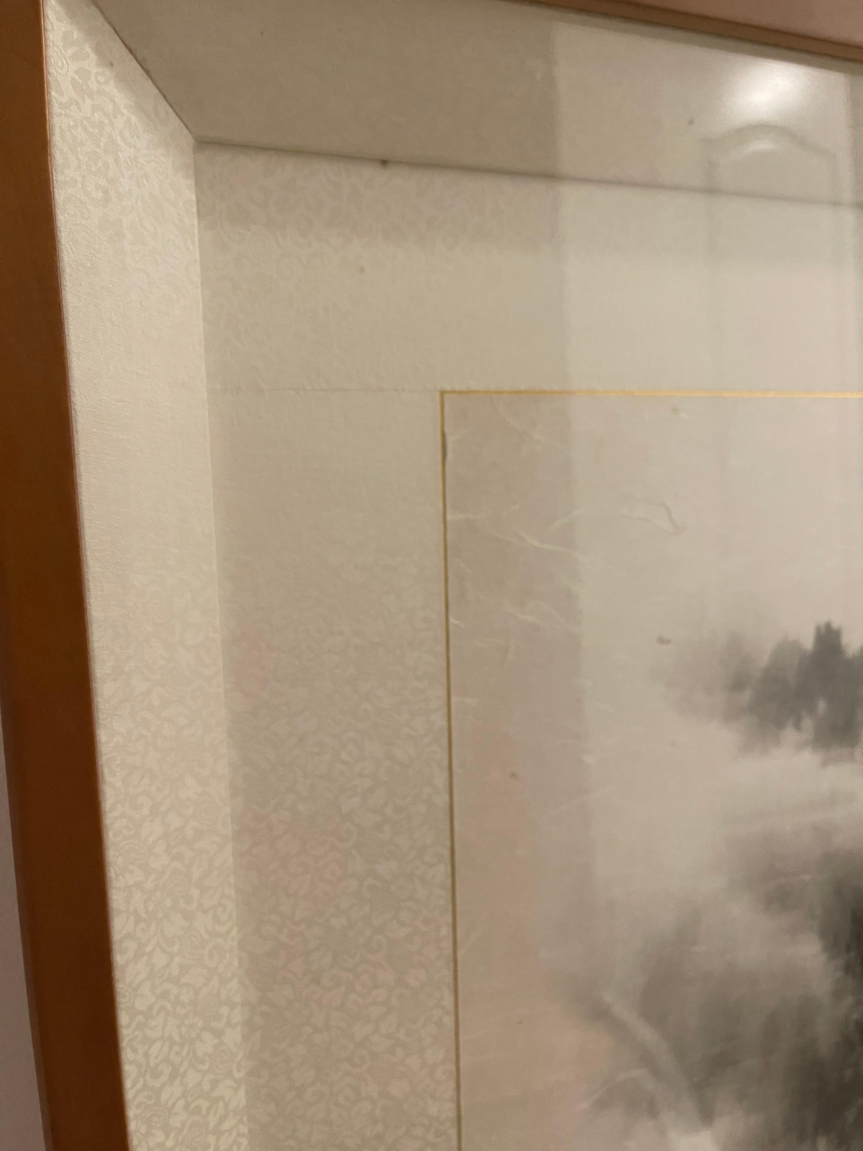 Grande aquarelle chinoise ancienne paysage signée encadrée en vente 7