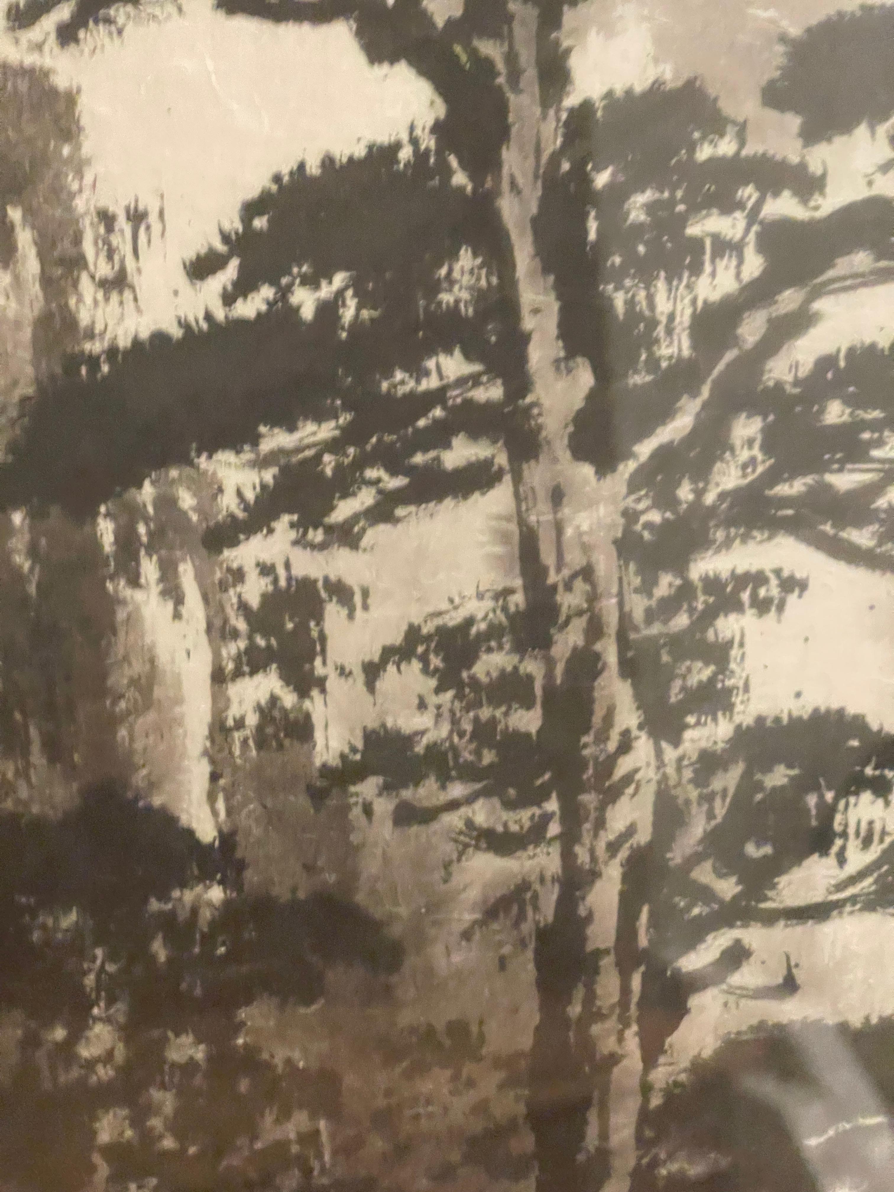 Grande aquarelle chinoise ancienne paysage signée encadrée Bon état - En vente à Boca Raton, FL