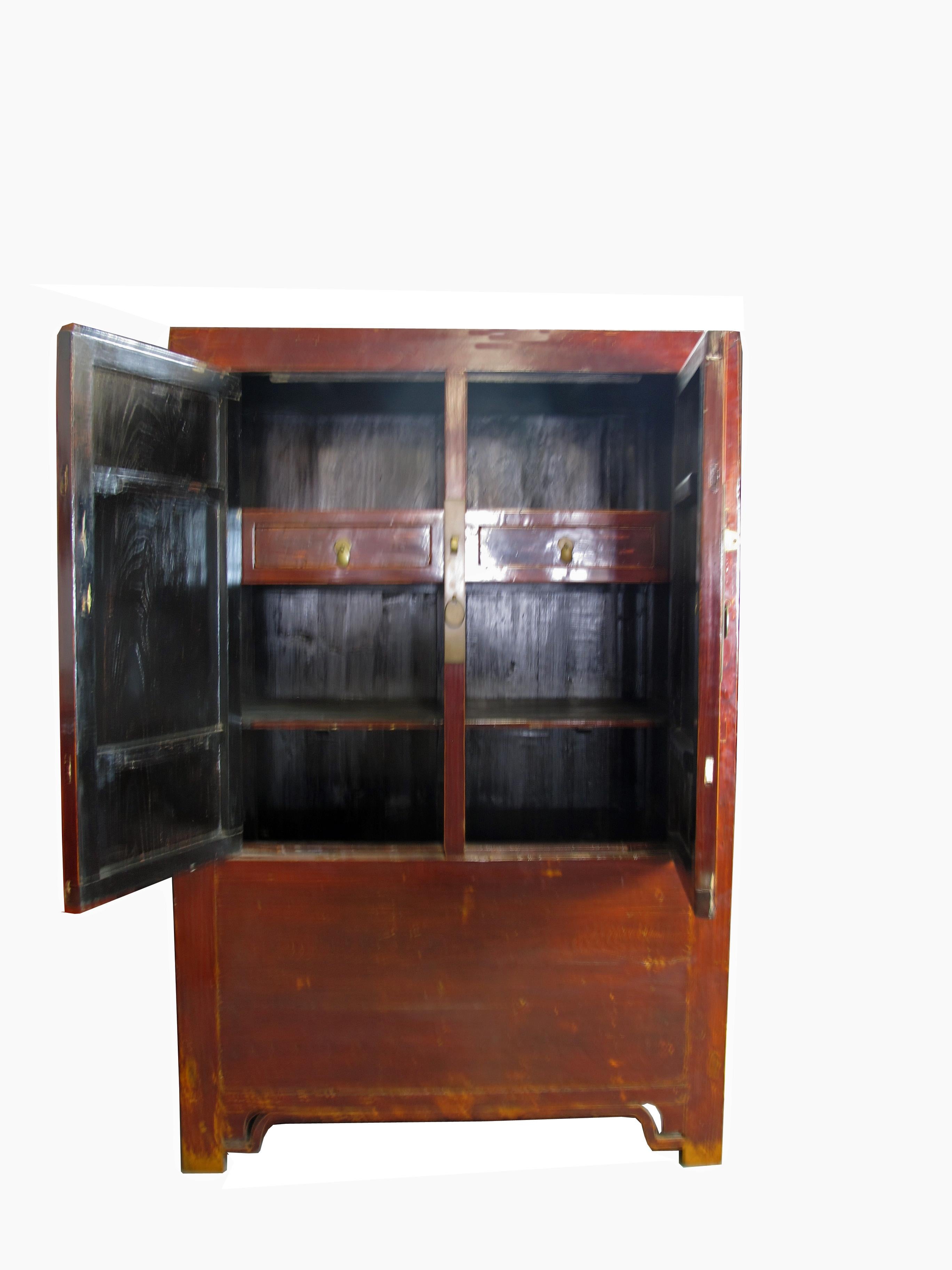 Hand-Crafted Large Antique Chinese Wedding Cabinet For Sale
