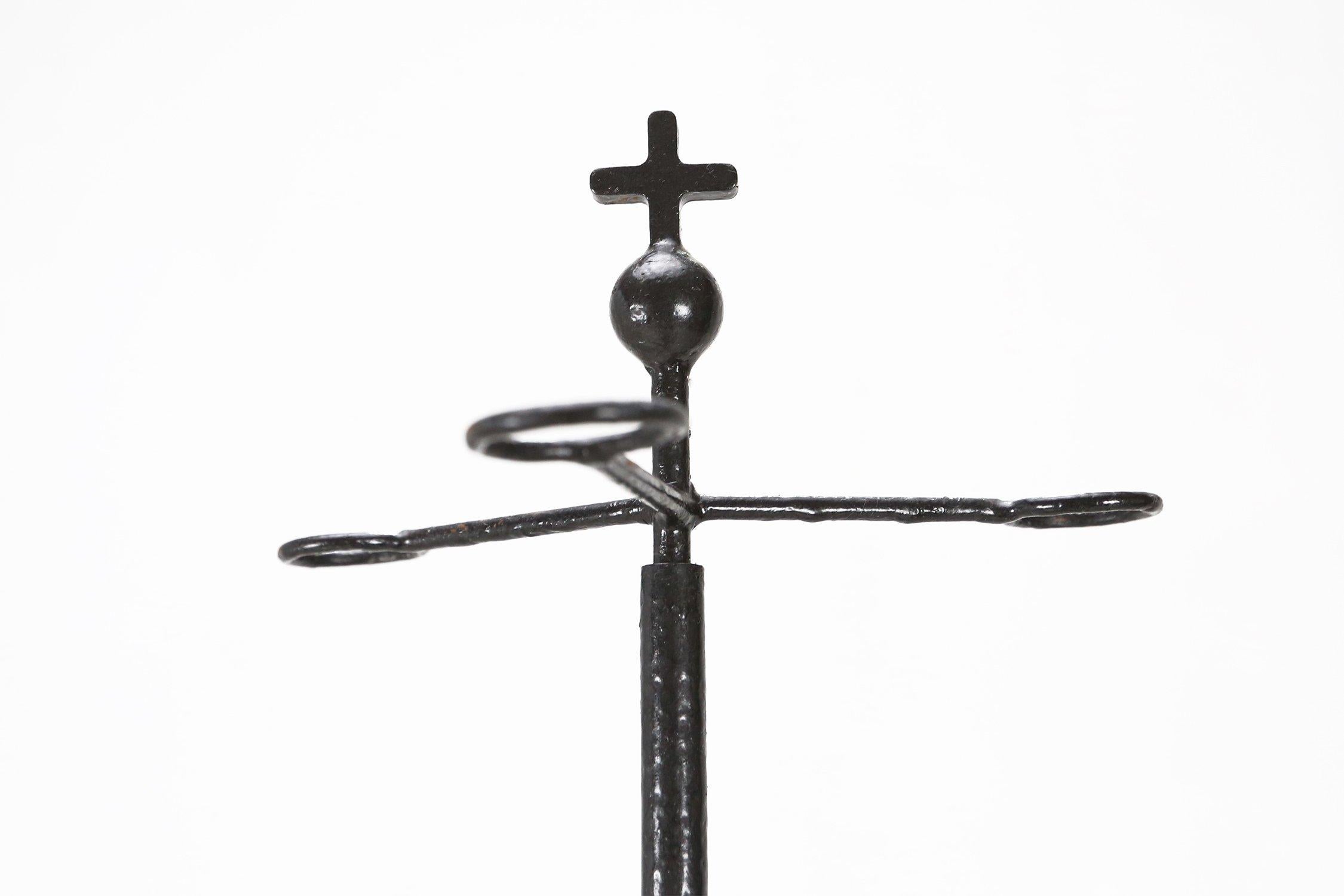 Grande portacandele antico in legno e metallo, Francia, ca. 1900 in vendita 1