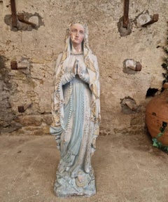 Large Antique Church Statue Mary of Lourdes
