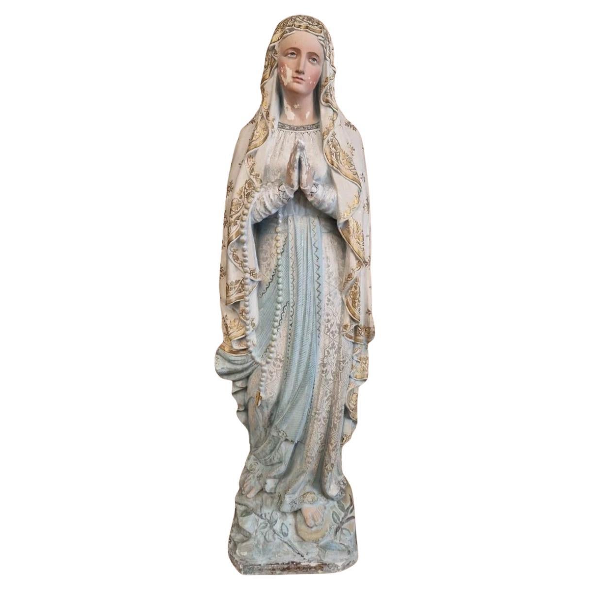 Large Antique Church Statue Mary of Lourdes