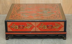 LARGE ANTIQUE CIRCA 1920 CHiNESE DRAGON CHINOISERIE EXPORT COFFEE TABLE DRAWERS