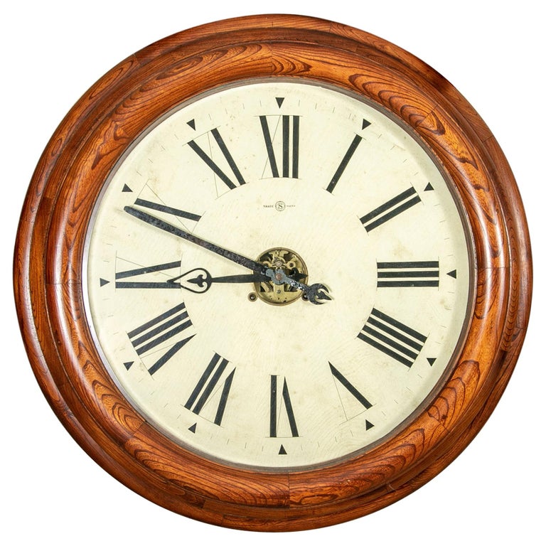 Large Antique Circular Wall Clock Trade Mark "S" For Sale at 1stDibs