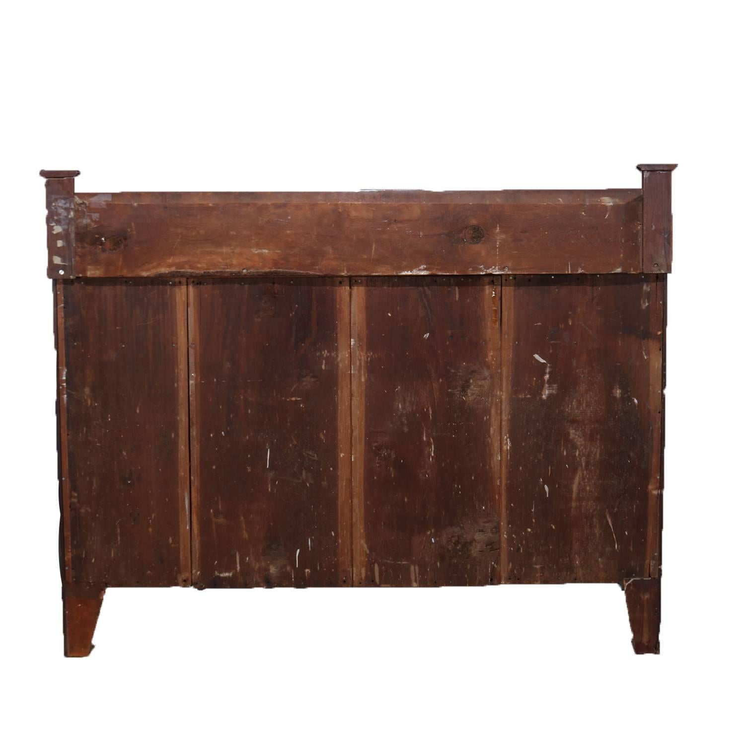 Large Antique Classical American Empire Banded Flame Mahogany Sideboard 1