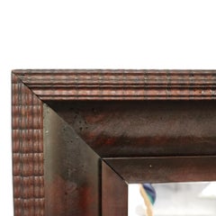 Large Antique Classical Flame Mahogany Ripple Edge Mirror Unsigned C1890