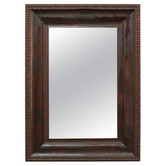 Large Antique Classical Flame Mahogany Ripple Edge Mirror Unsigned C1890