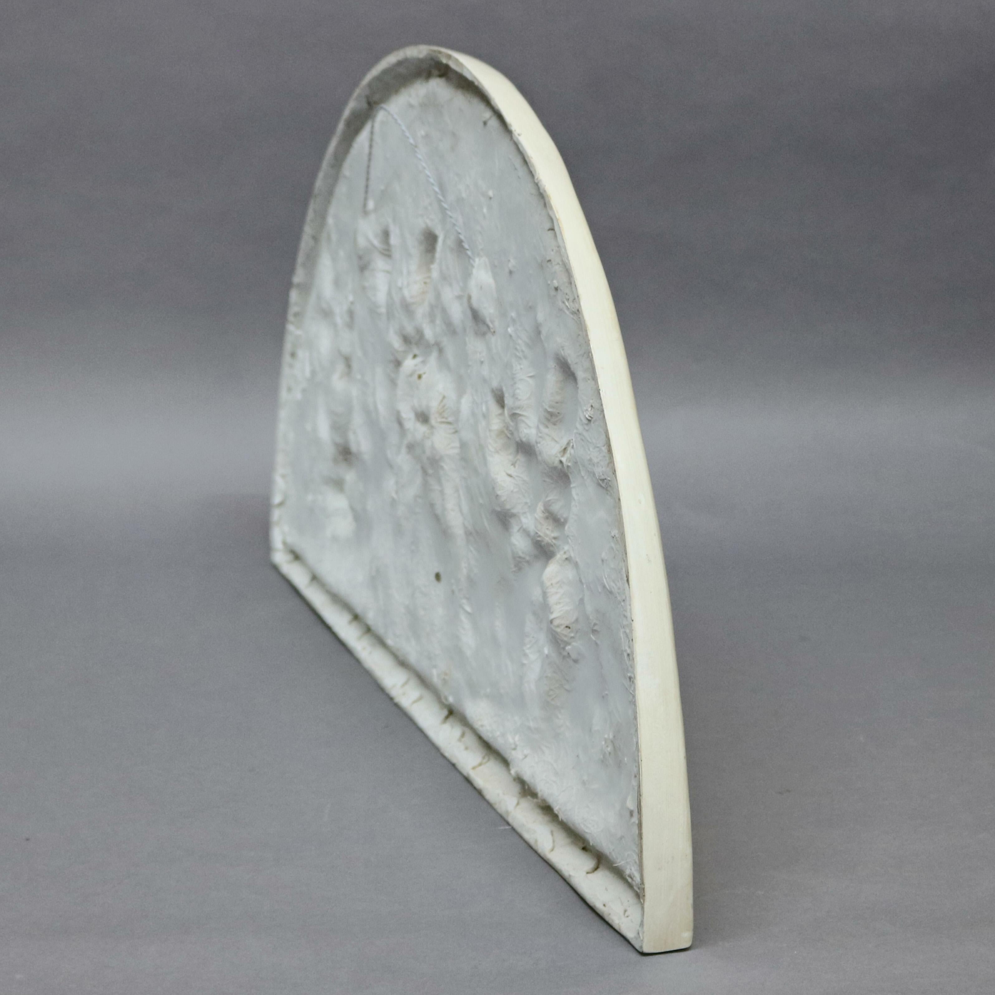 Molded Large and Antique Classical Porcelain Relief Crescent Form Cherub Plaque