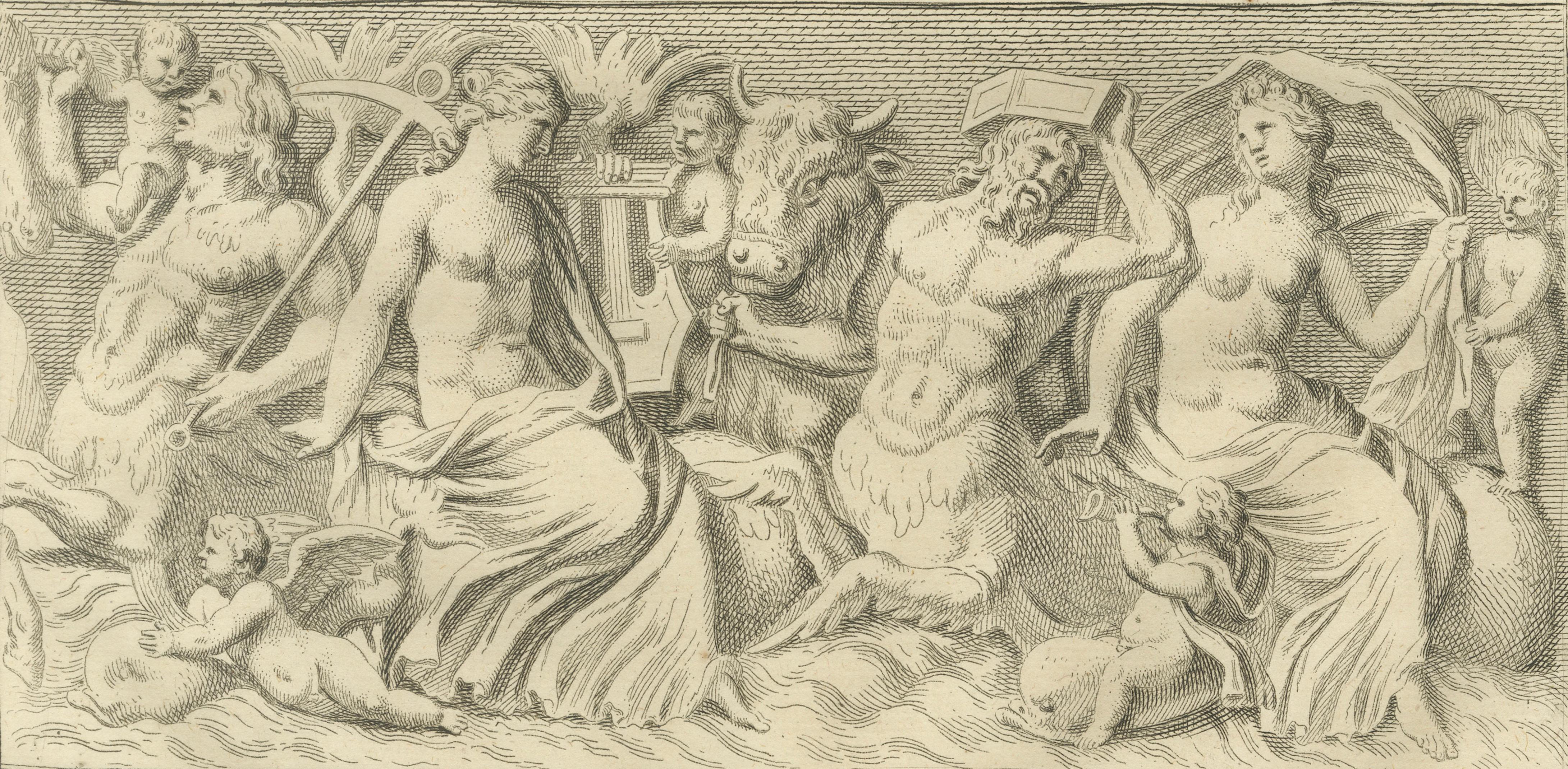 Large Antique Classical Relief Scene – Montfaucon Antiquity Explained, 1721