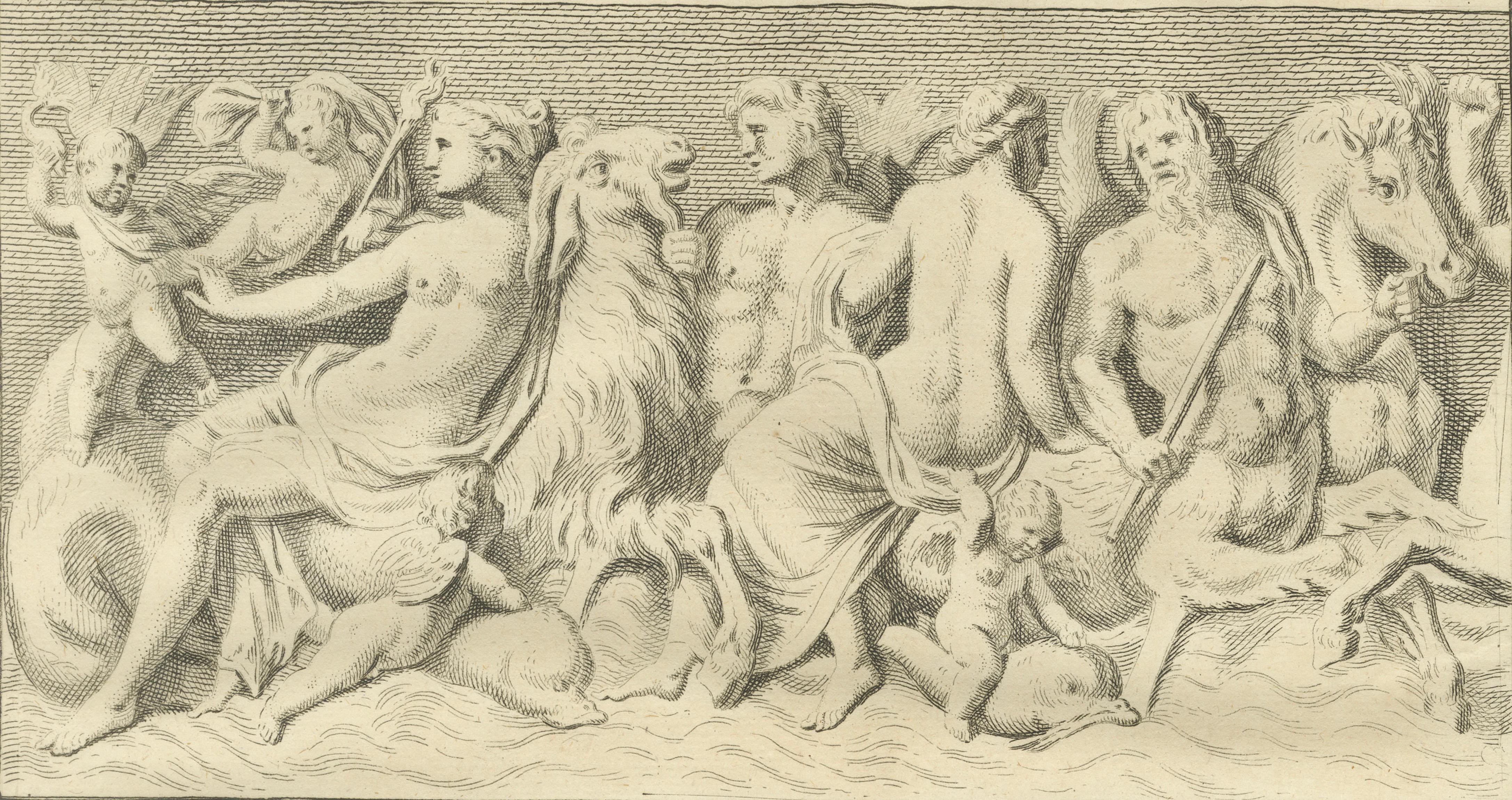 Large Antique Classical Relief Scene – Montfaucon Antiquity Explained, 1721