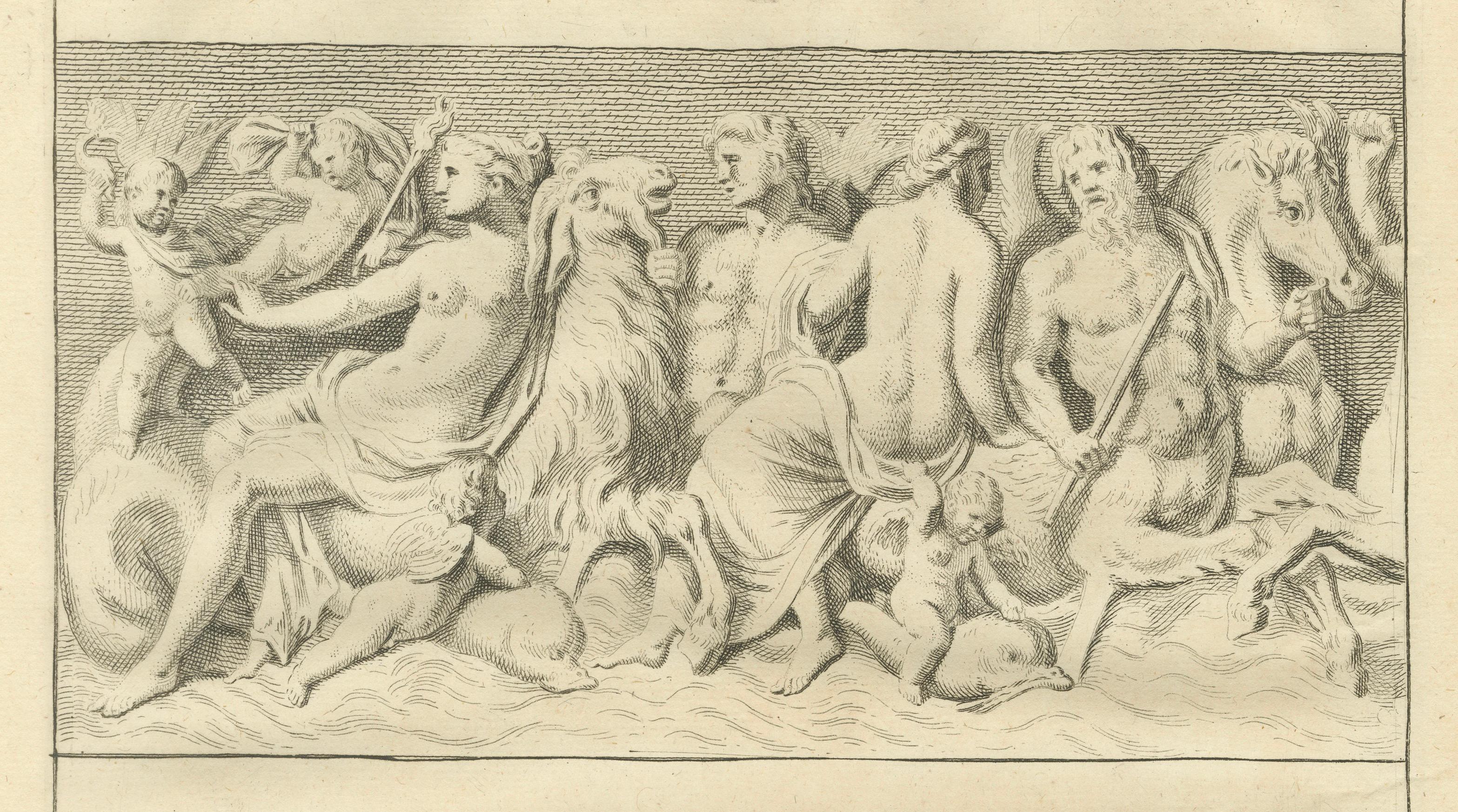 Large Antique Classical Relief Scene – Montfaucon Antiquity Explained, 1721