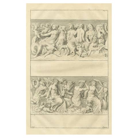Large Antique Classical Relief Scene – Montfaucon Antiquity Explained, 1721