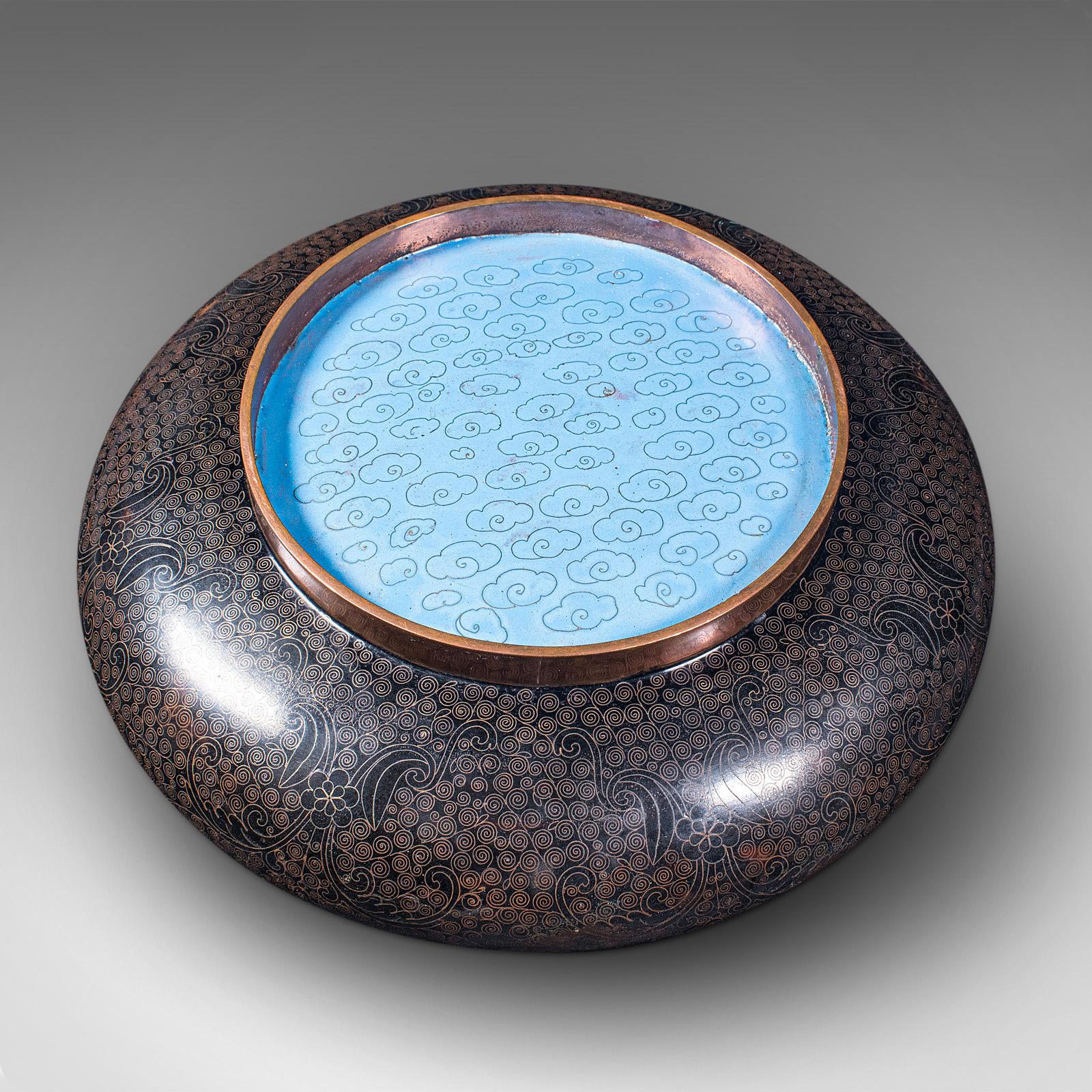 Large Antique Cloisonne Bowl, Chinese, Ceramic, Fishbowl, Serving Dish, c.1900 6