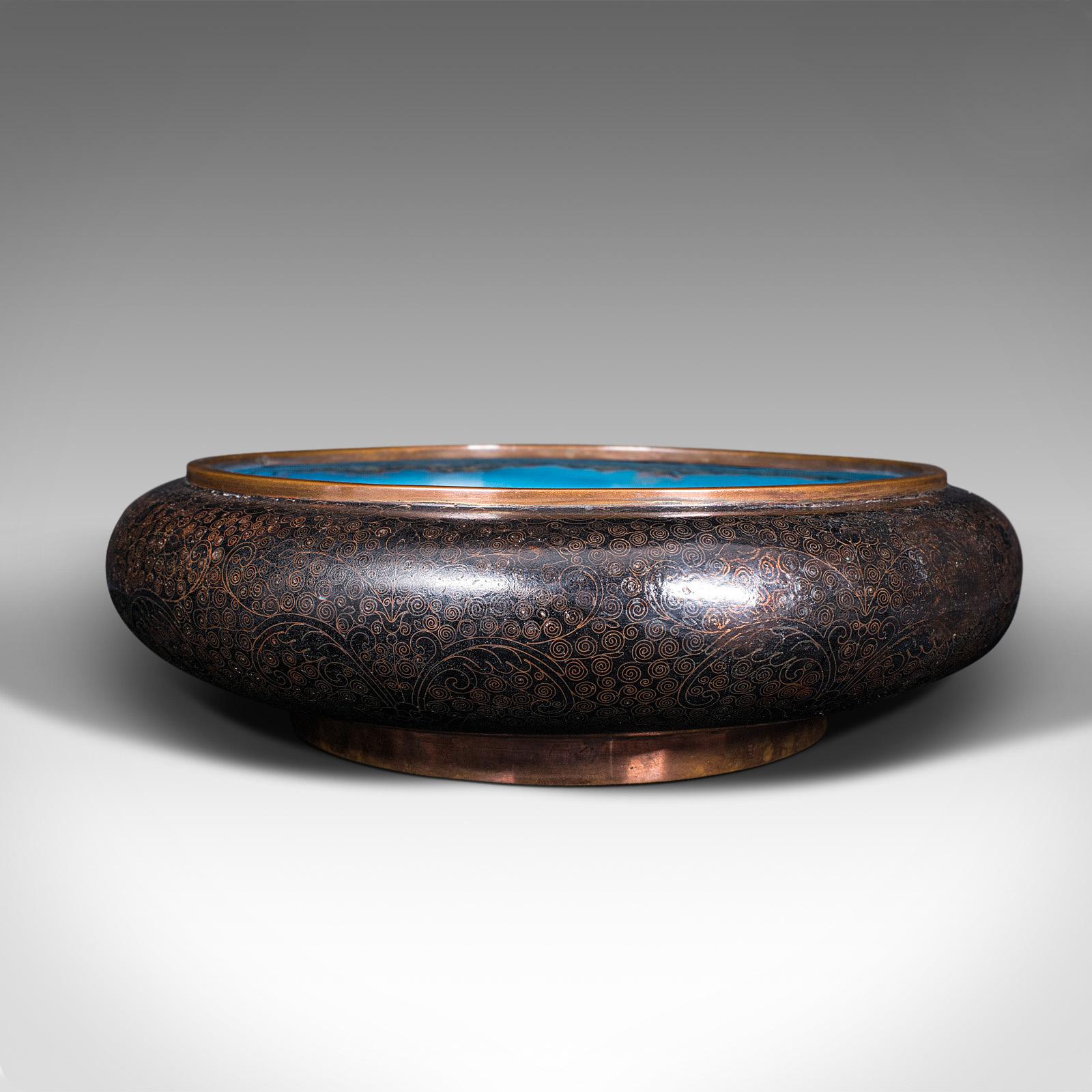 Large Antique Cloisonne Bowl, Chinese, Ceramic, Fishbowl, Serving Dish, c.1900 In Good Condition In Hele, Devon, GB
