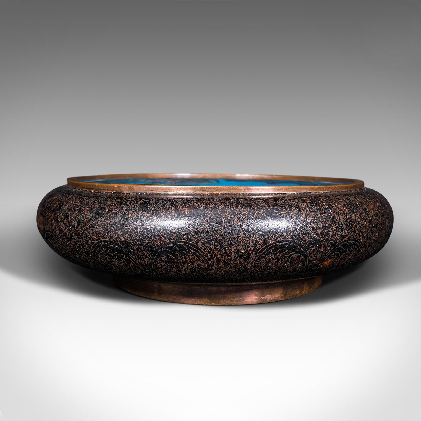 19th Century Large Antique Cloisonne Bowl, Chinese, Ceramic, Fishbowl, Serving Dish, c.1900