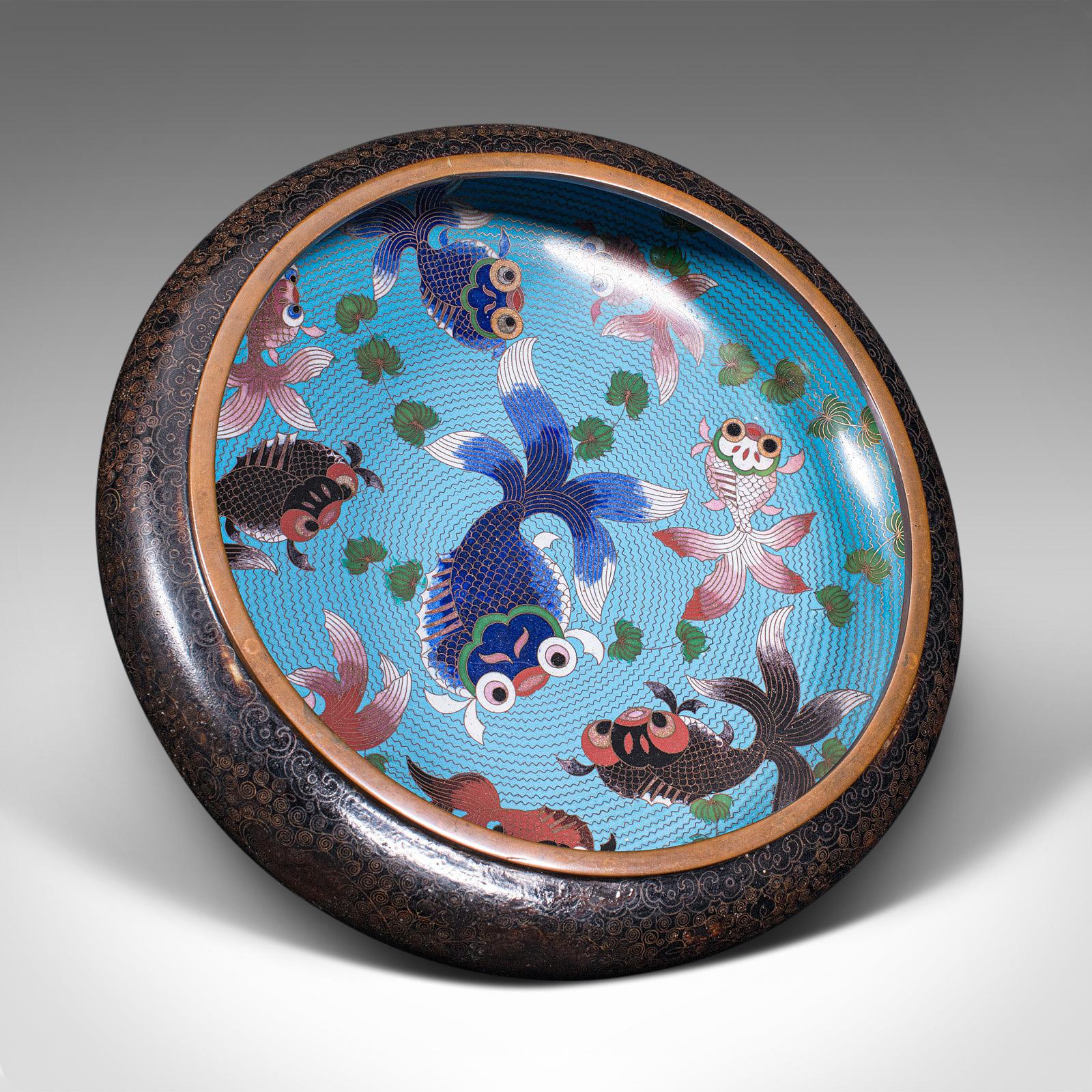 Large Antique Cloisonne Bowl, Chinese, Ceramic, Fishbowl, Serving Dish, c.1900 2