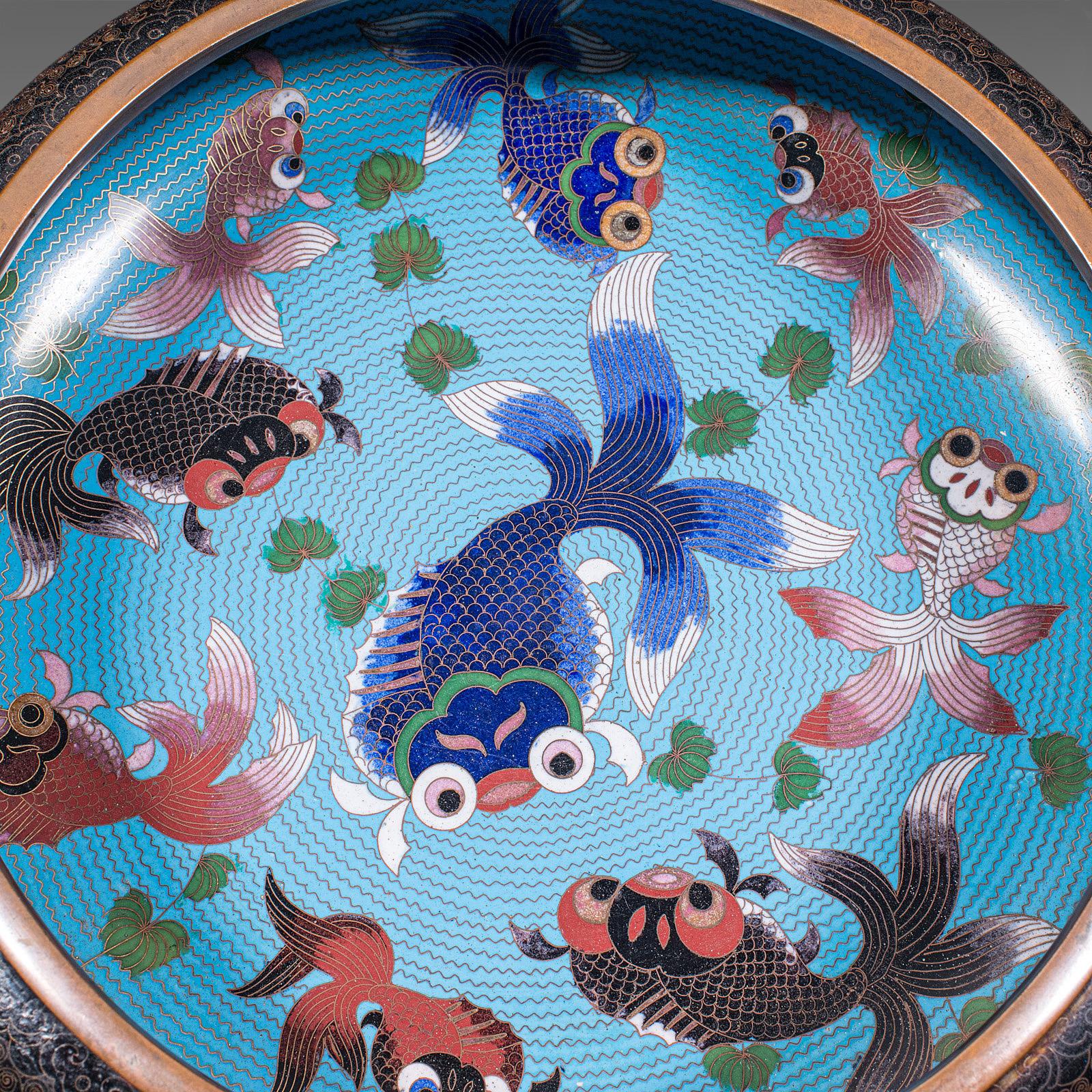 Large Antique Cloisonne Bowl, Chinese, Ceramic, Fishbowl, Serving Dish, c.1900 3