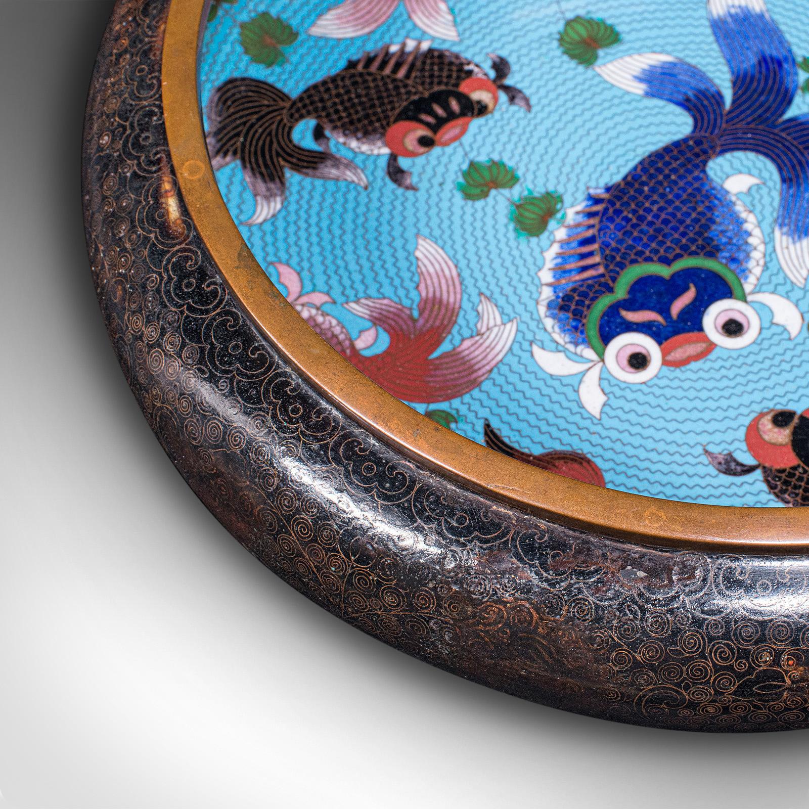 Large Antique Cloisonne Bowl, Chinese, Ceramic, Fishbowl, Serving Dish, c.1900 4