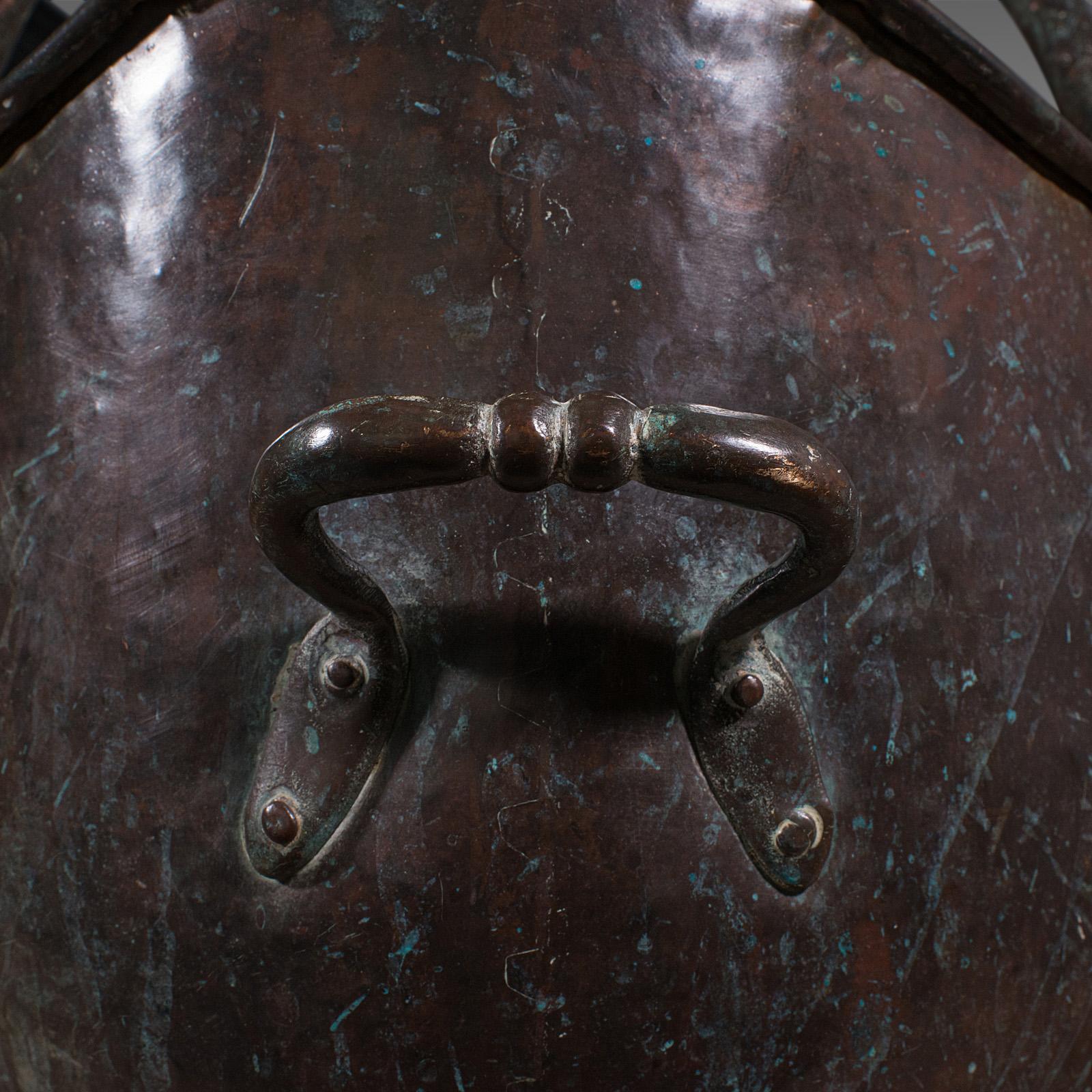 Large Antique Coal Bucket, English, Weathered Copper, Fireside Scuttle, Georgian 6