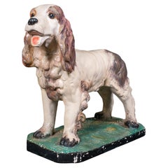 Large Vintage Cocker Spaniel Figure, English, Plaster, Dog Statue, Edwardian
