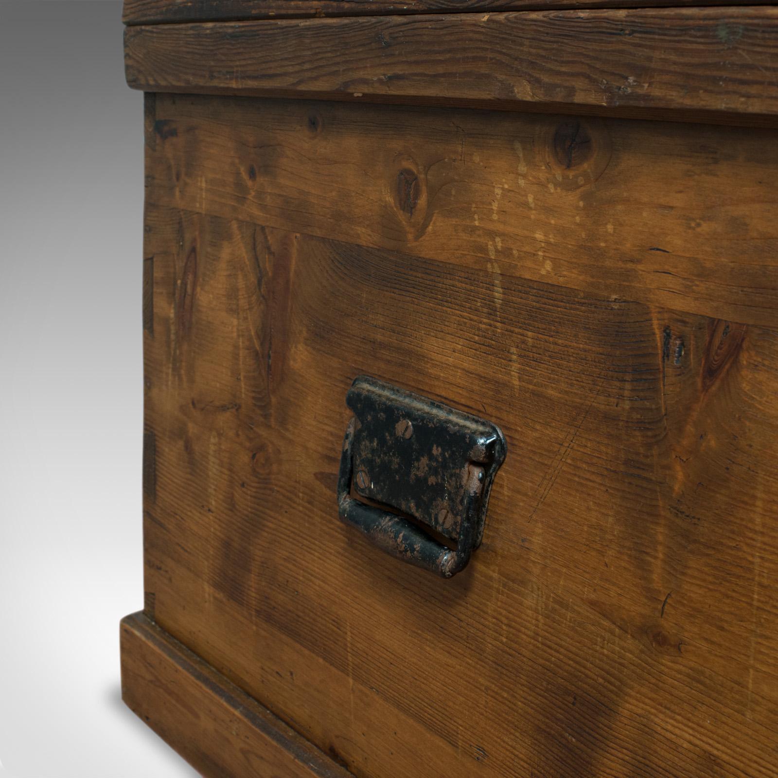 Large Antique Coffer, English, Pine, Storage, Chest, Trunk, Victorian 8