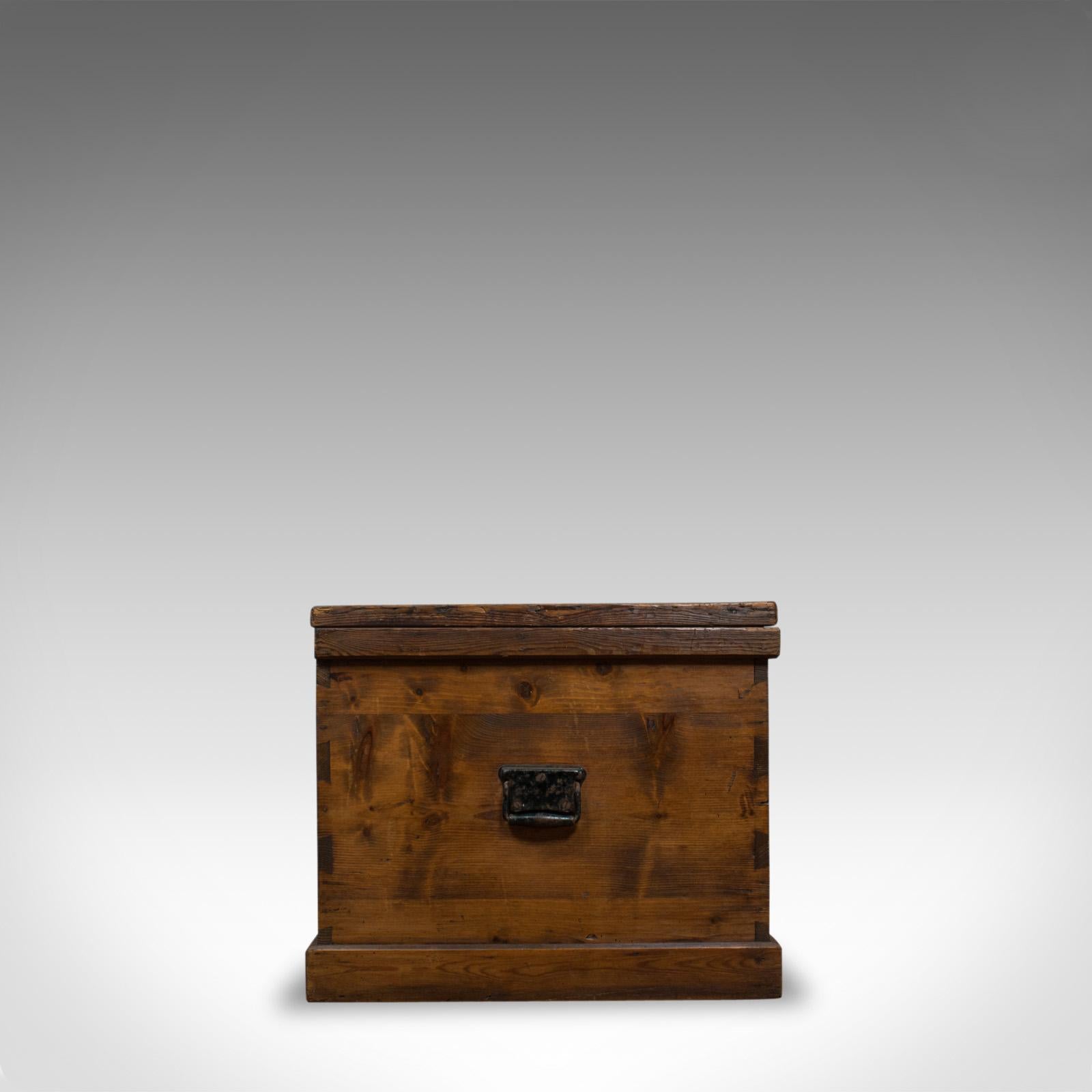 19th Century Large Antique Coffer, English, Pine, Storage, Chest, Trunk, Victorian