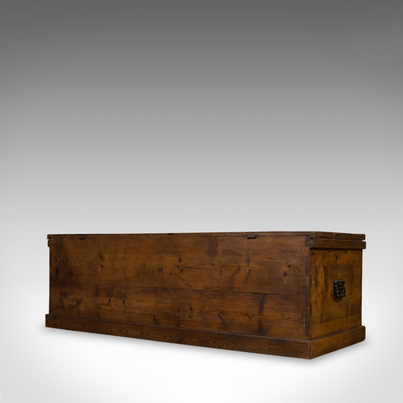 Large Antique Coffer, English, Pine, Storage, Chest, Trunk, Victorian 1