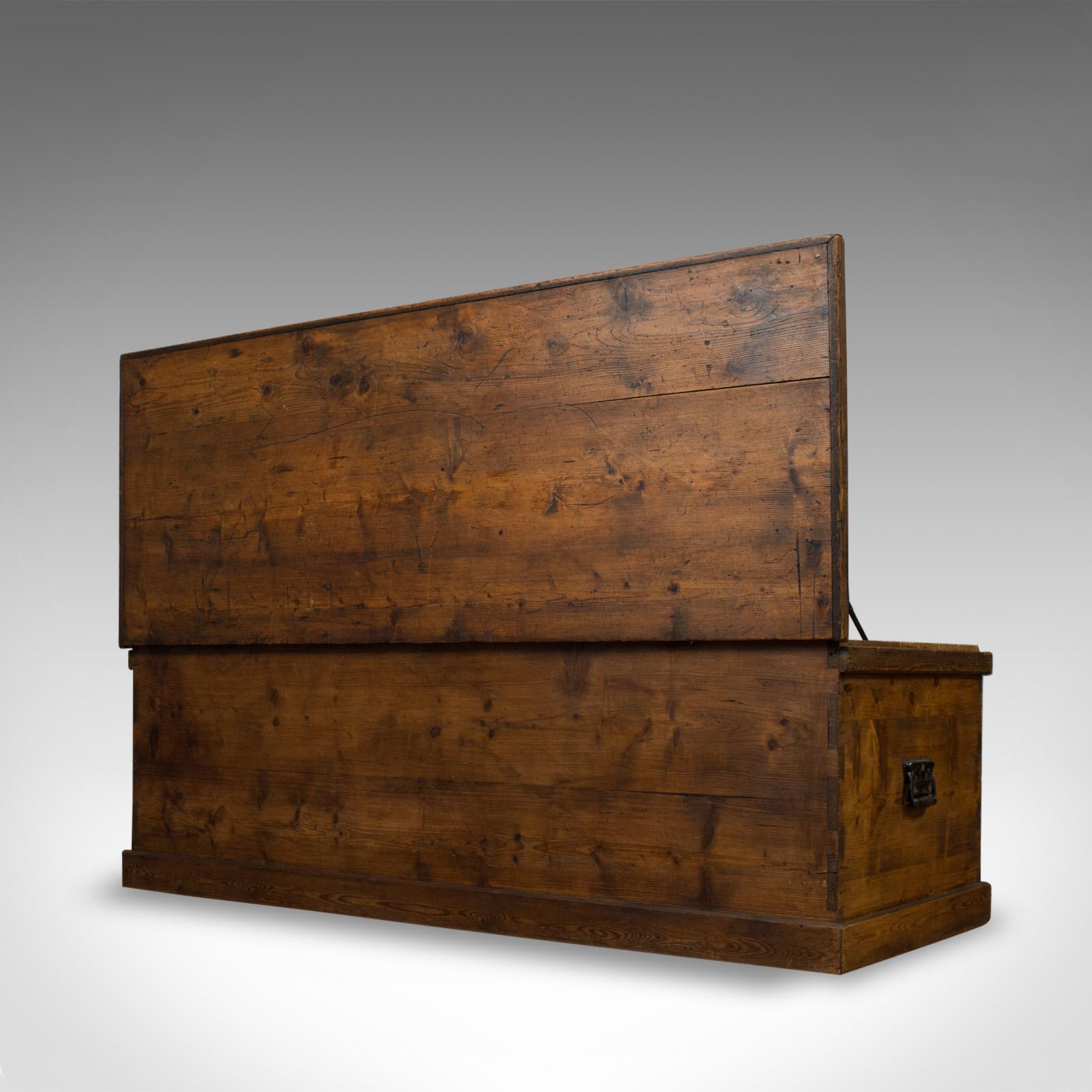 Large Antique Coffer, English, Pine, Storage, Chest, Trunk, Victorian 2