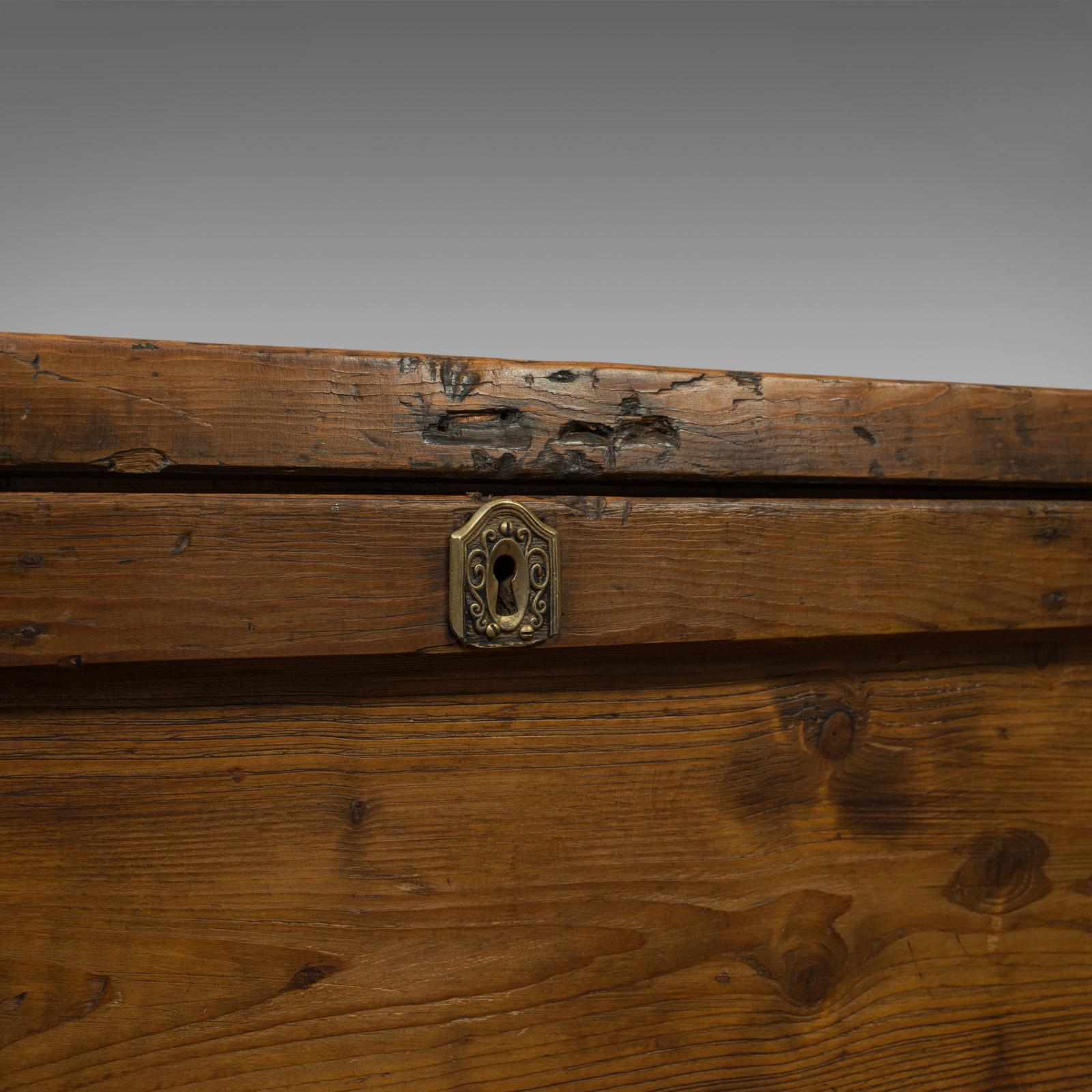 Large Antique Coffer, English, Pine, Storage, Chest, Trunk, Victorian 5