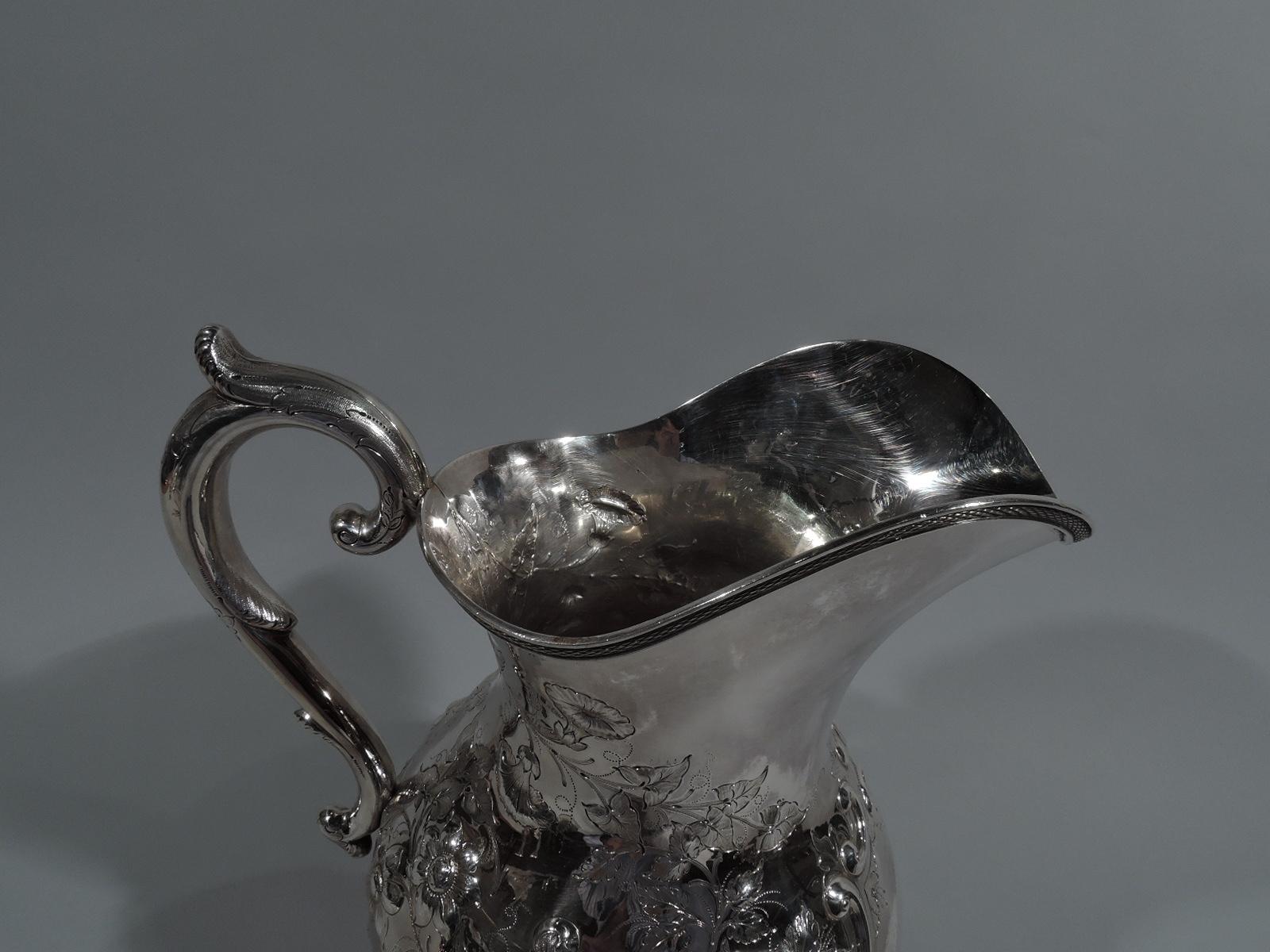Victorian Large Antique Coin Silver Water Pitcher by Westervelt of New York