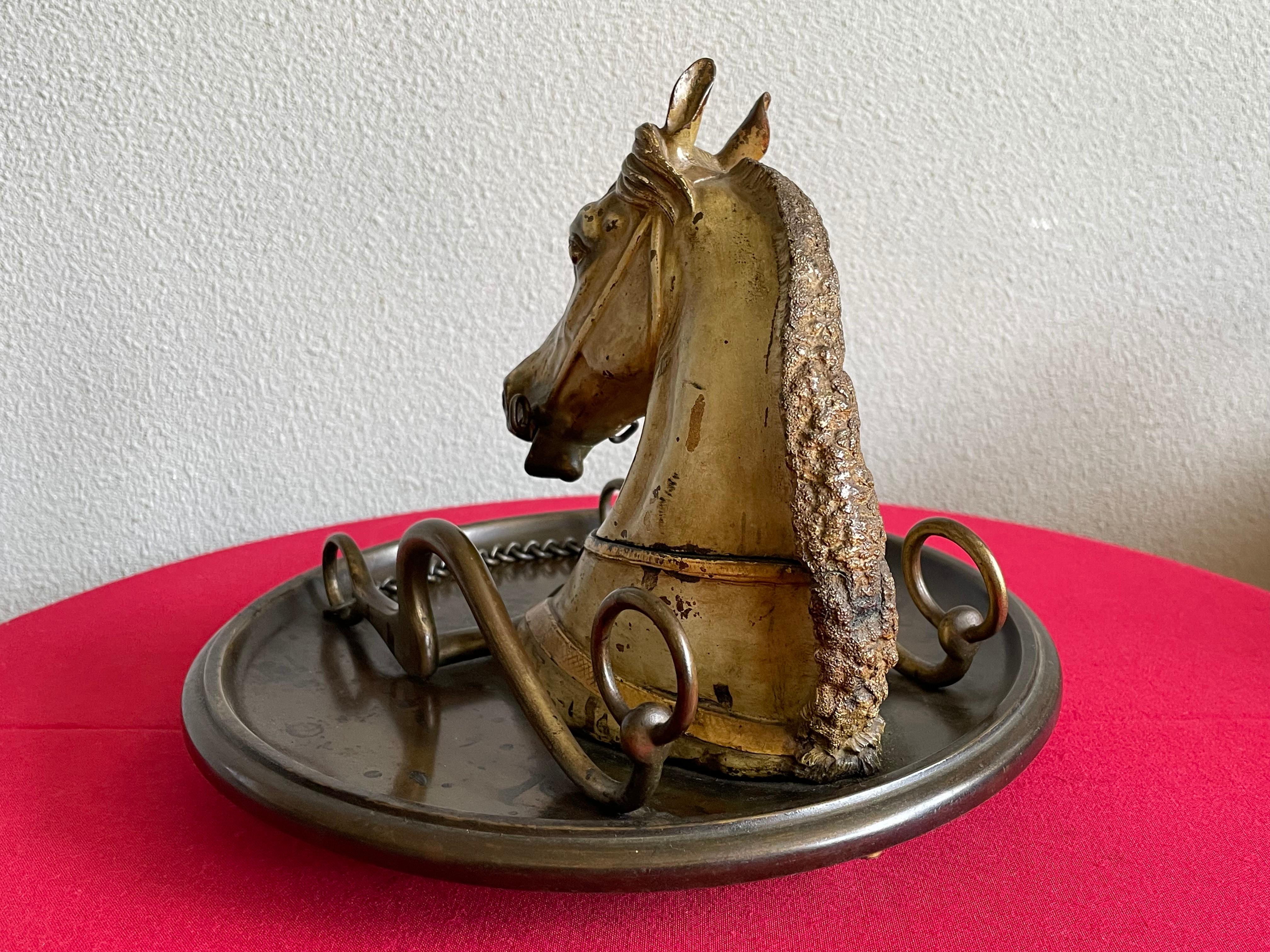 Large Antique Cold Painted Vienna Bronze Horse Sculpture Inkstand Attr. Bergmann 1