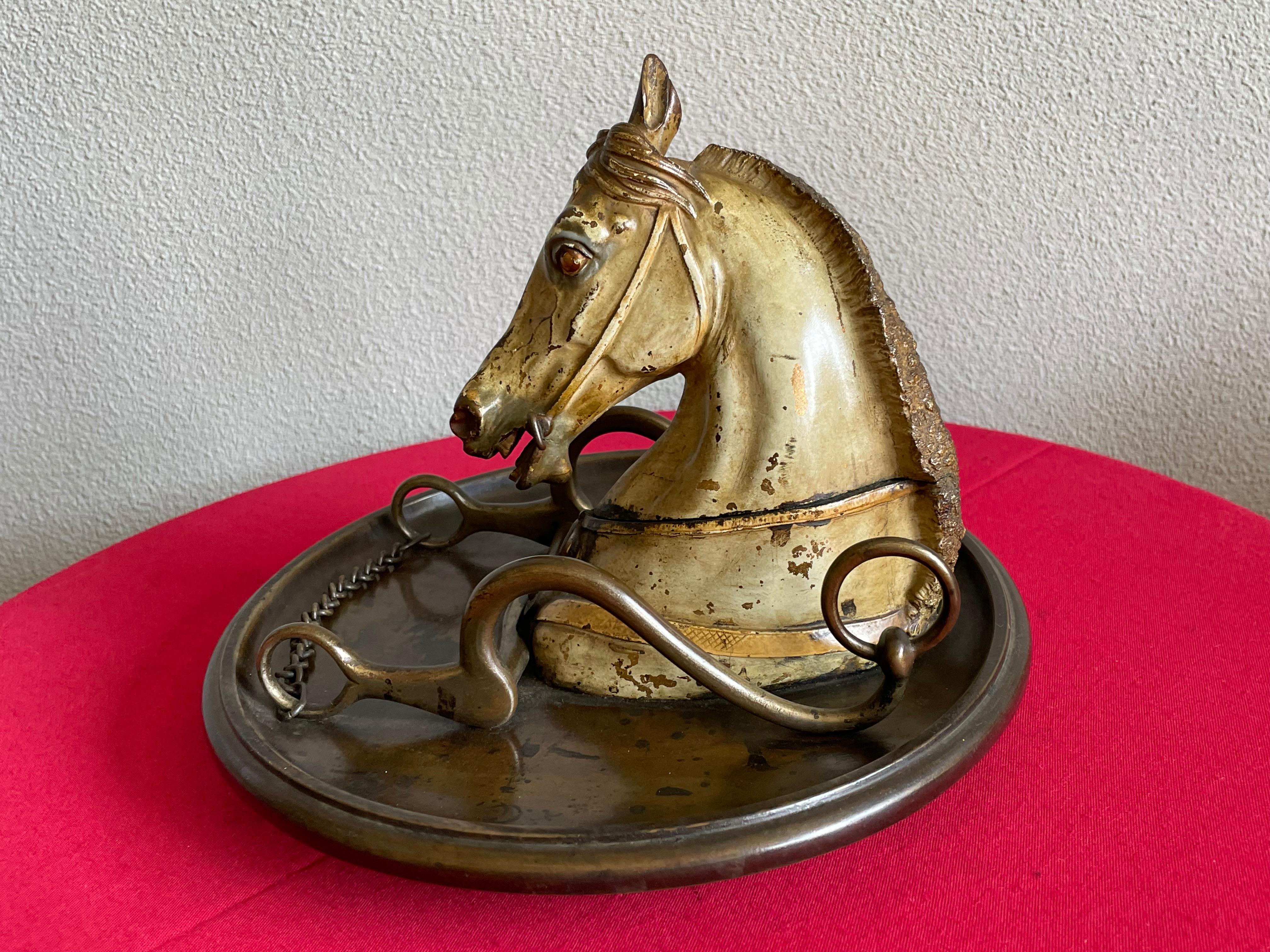 Large Antique Cold Painted Vienna Bronze Horse Sculpture Inkstand Attr. Bergmann 7