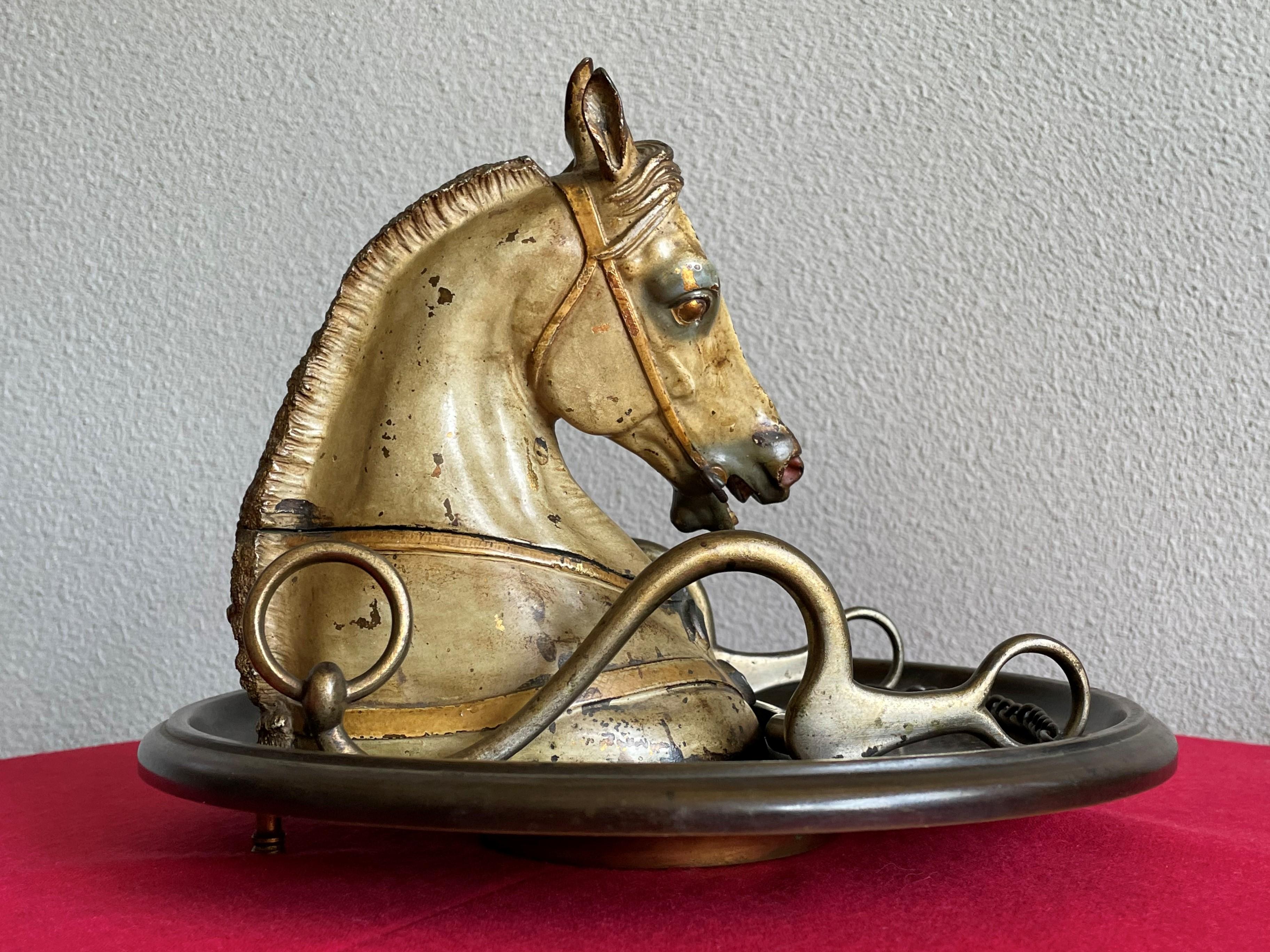 Large Antique Cold Painted Vienna Bronze Horse Sculpture Inkstand Attr. Bergmann 8