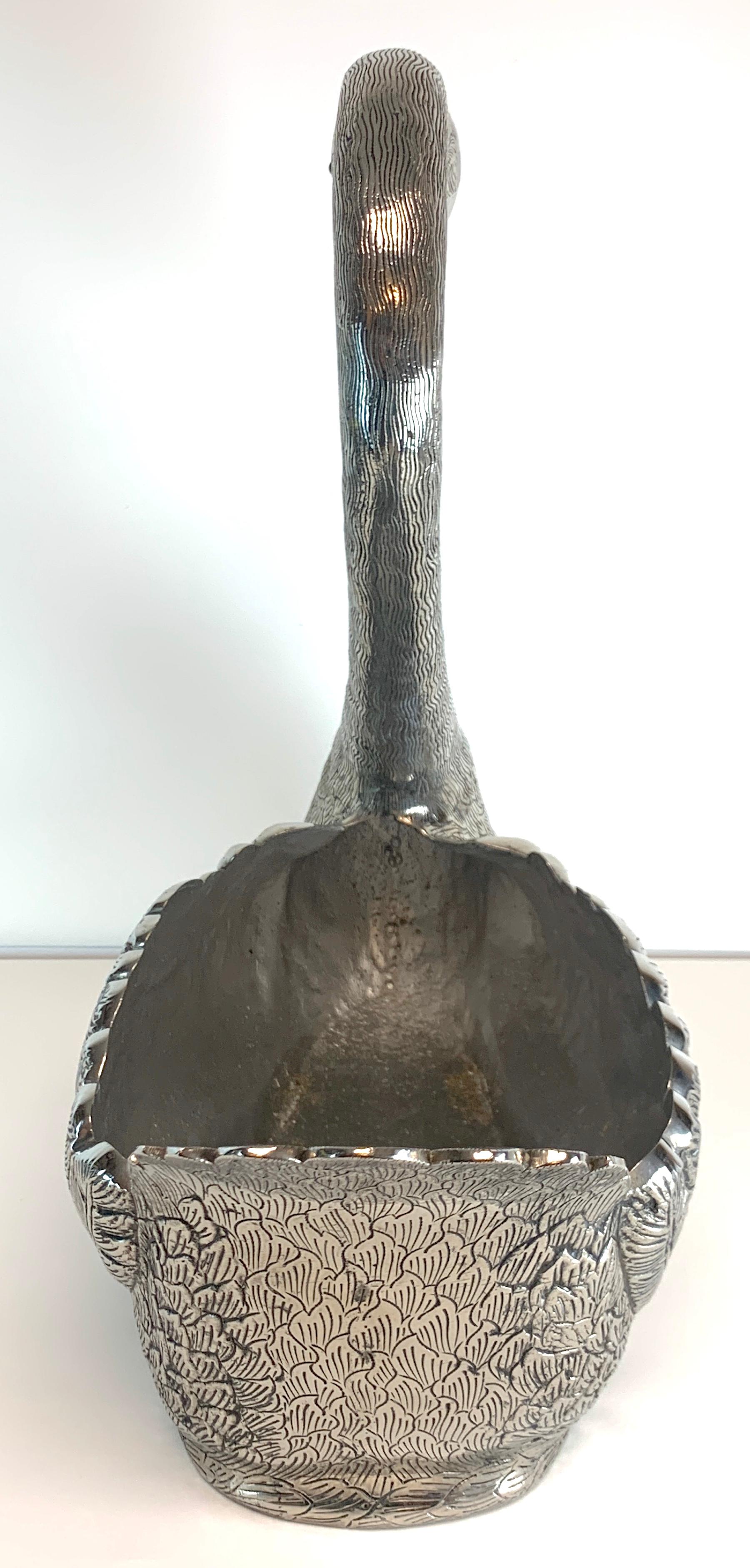 Large Antique Continental Silver Plated Swan Centerpiece, Style of Buccellati 6