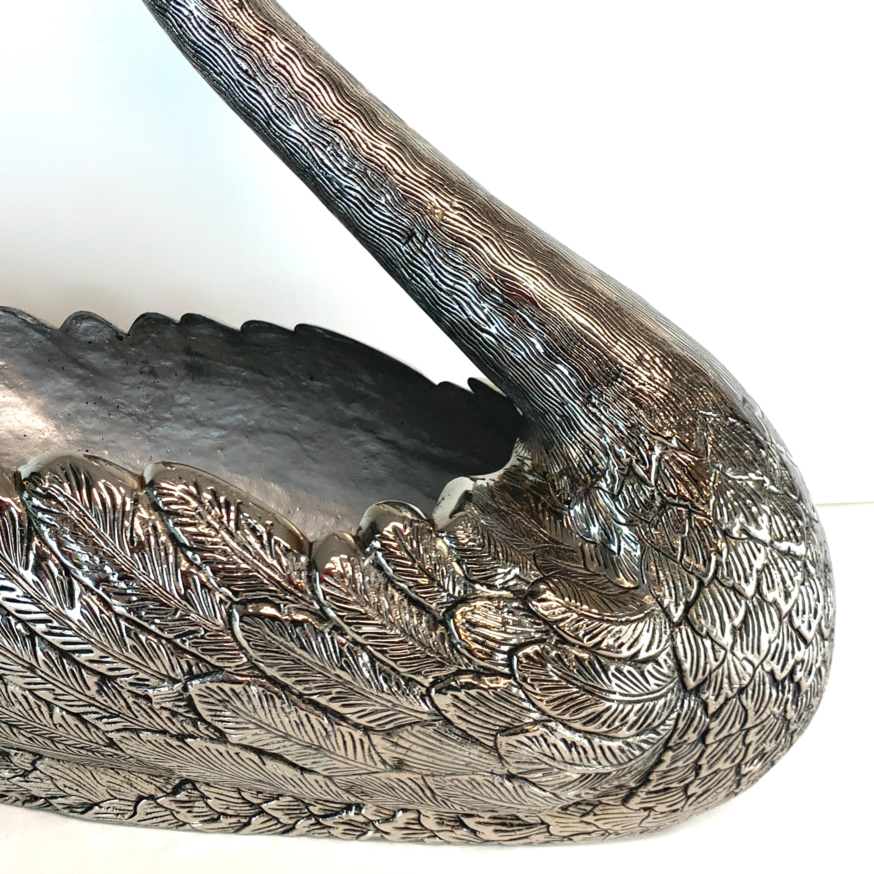 Large Antique Continental Silver Plated Swan Centerpiece, Style of Buccellati 2