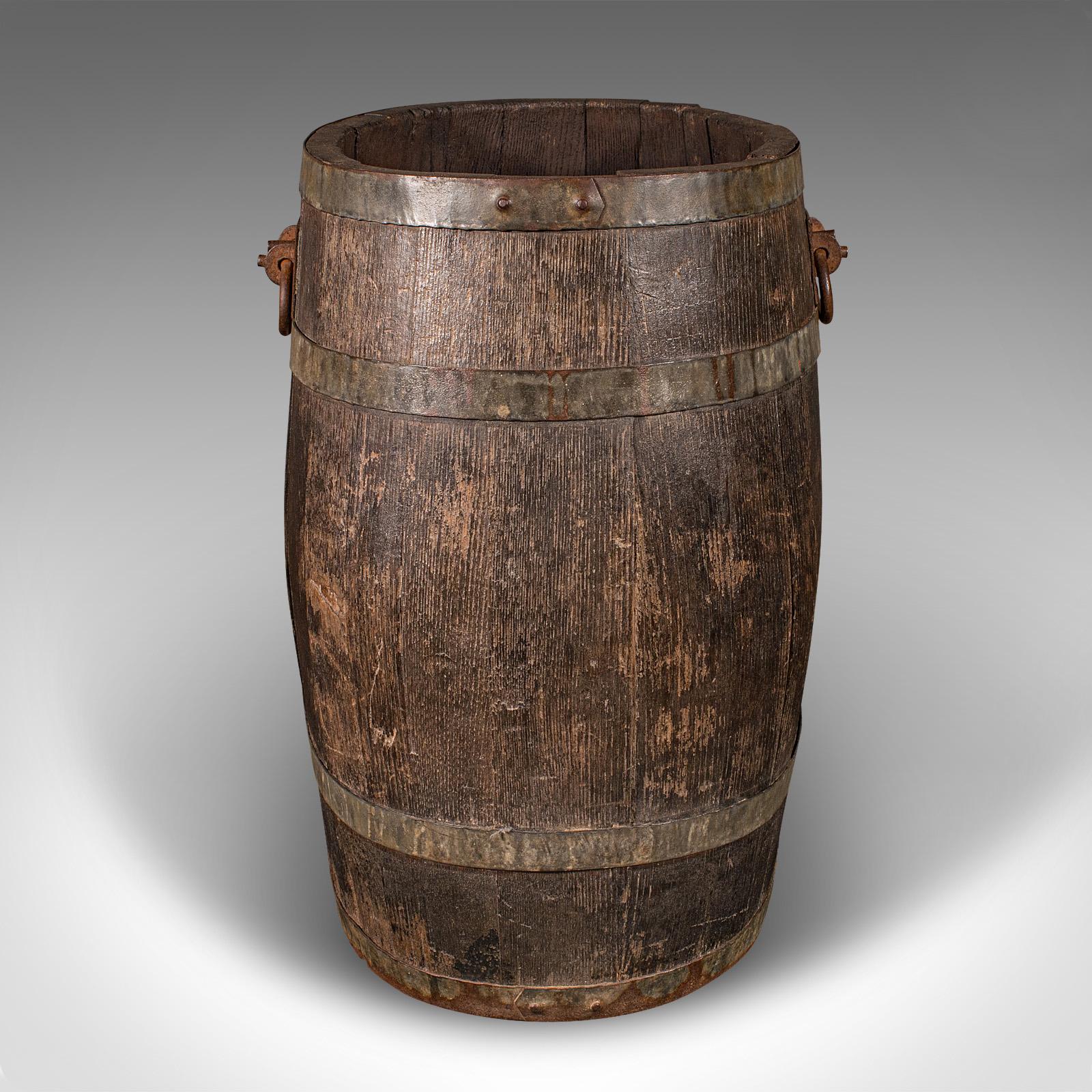 Mid-19th Century Large Antique Coopered Barrel Stick Stand, Early Victorian, Oak, Umbrella, 1850 For Sale