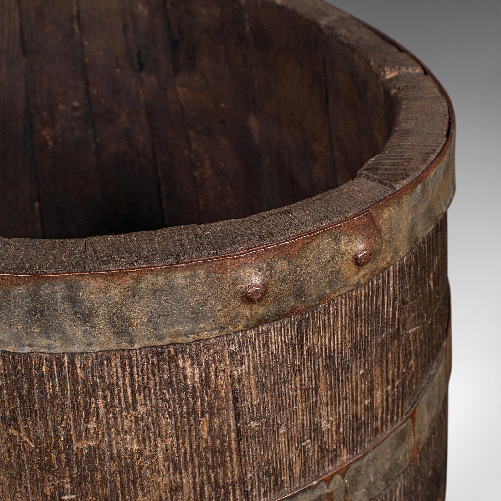 Large Antique Coopered Barrel Stick Stand, Early Victorian, Oak, Umbrella, 1850 For Sale 2