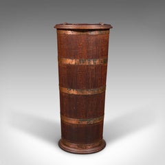Large Antique Coopered Umbrella Stand, English, Oak, Hall, Stick Rack, Victorian