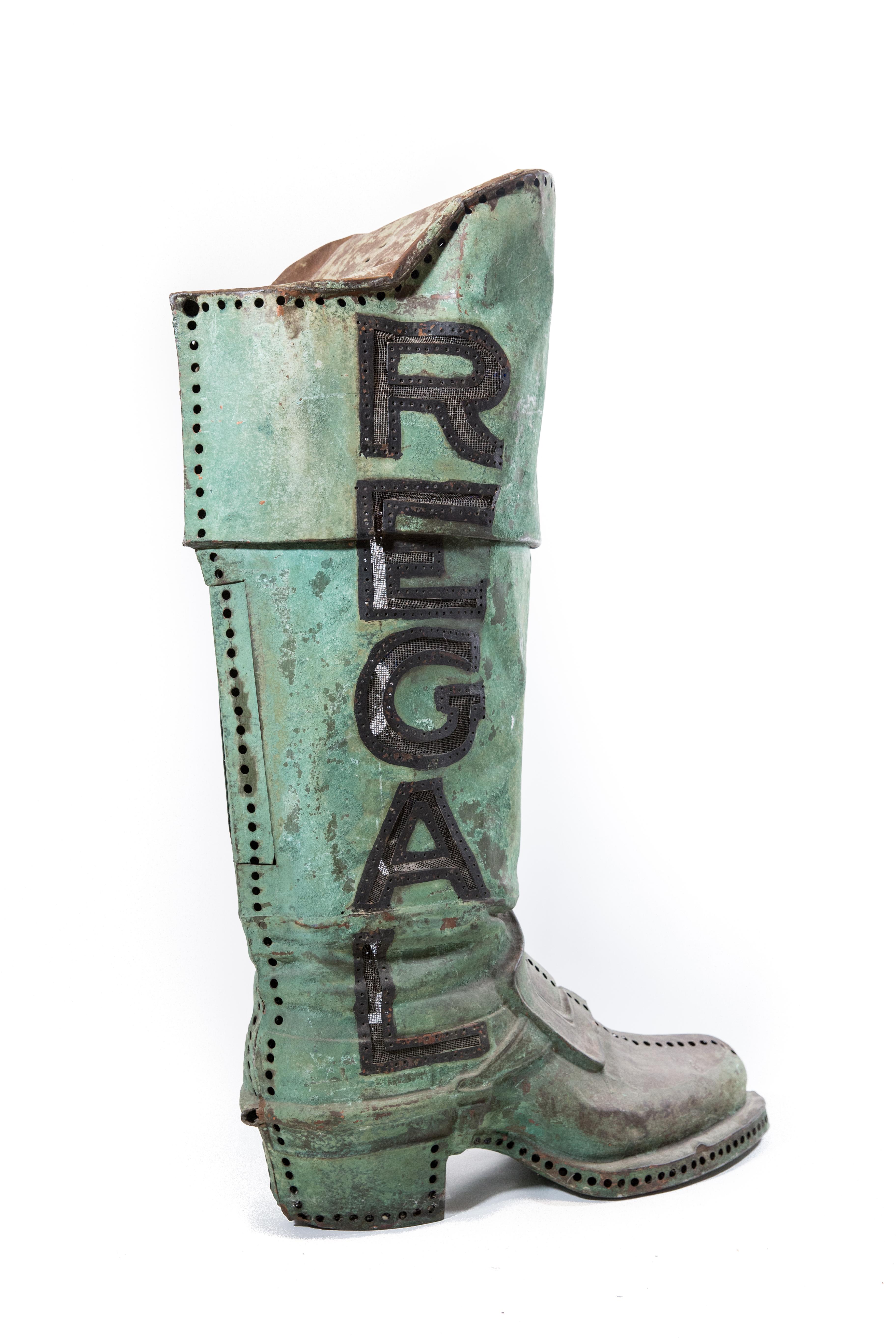 Hand-Crafted Large Antique Copper 3D Regal Boot Trade Sign