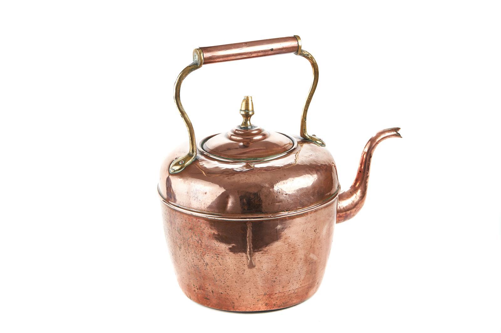 20th Century Large Antique Copper & Brass Kettle For Sale