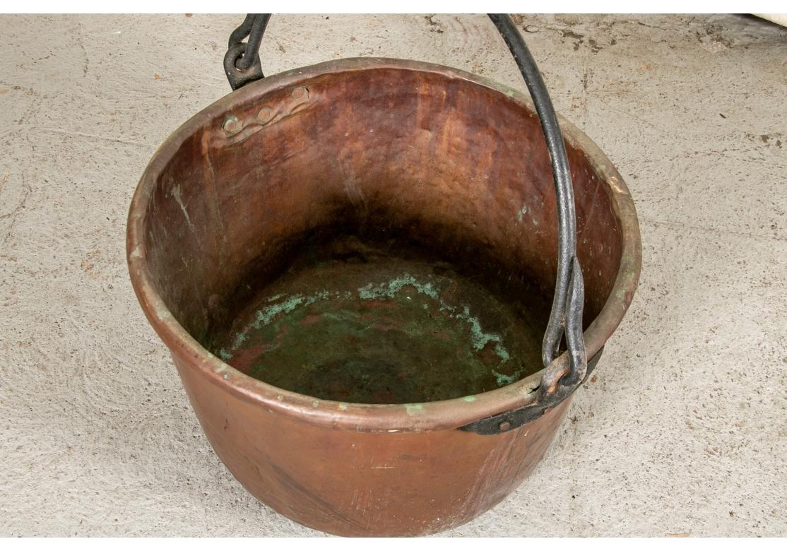 Large Antique Copper Cauldron In Fair Condition For Sale In Bridgeport, CT