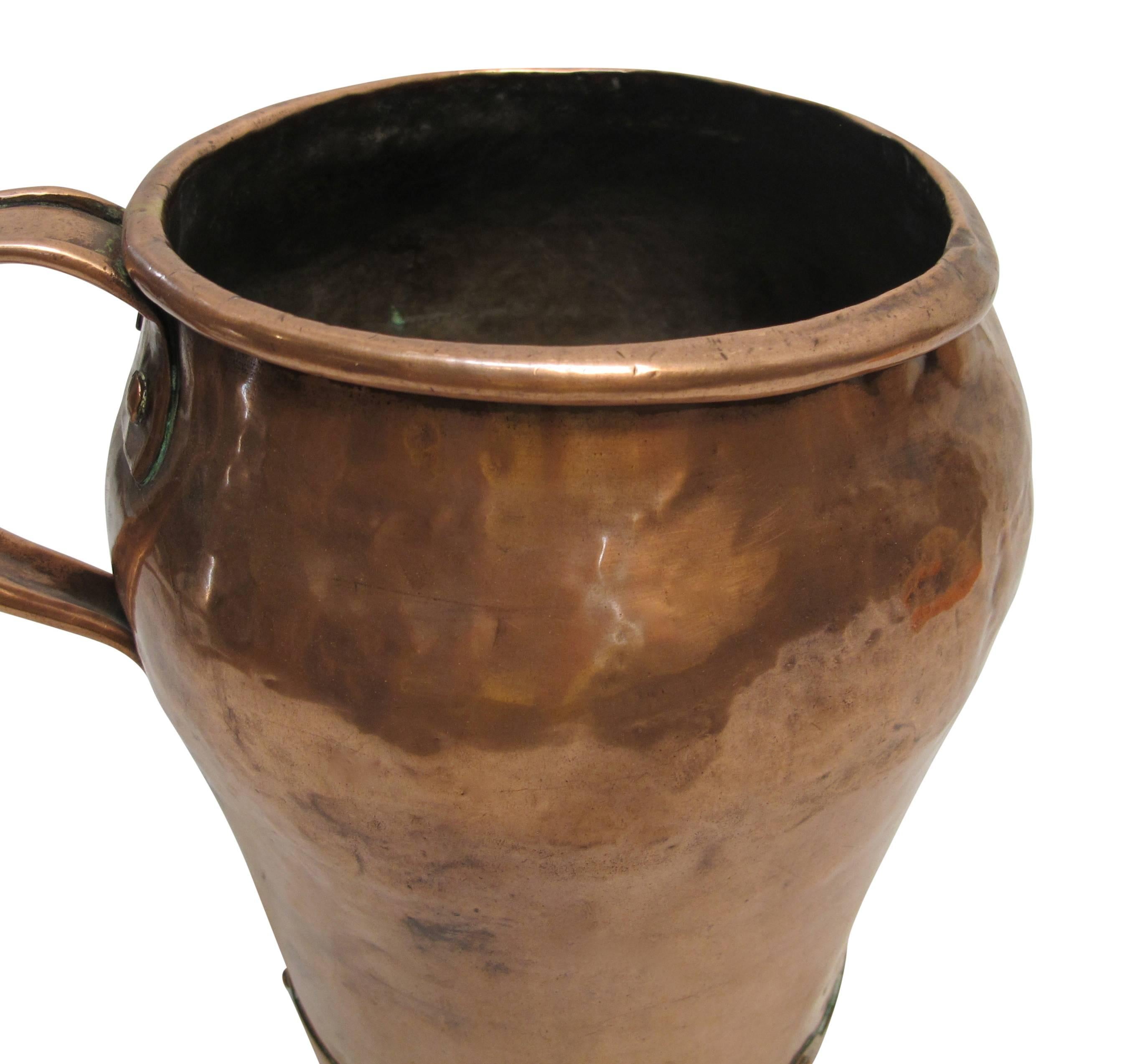 European Large Antique Copper Jug, Continental 18th Century