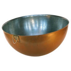 Large Used Copper Mixing Bowl By Elkington & Co  Circa 1920