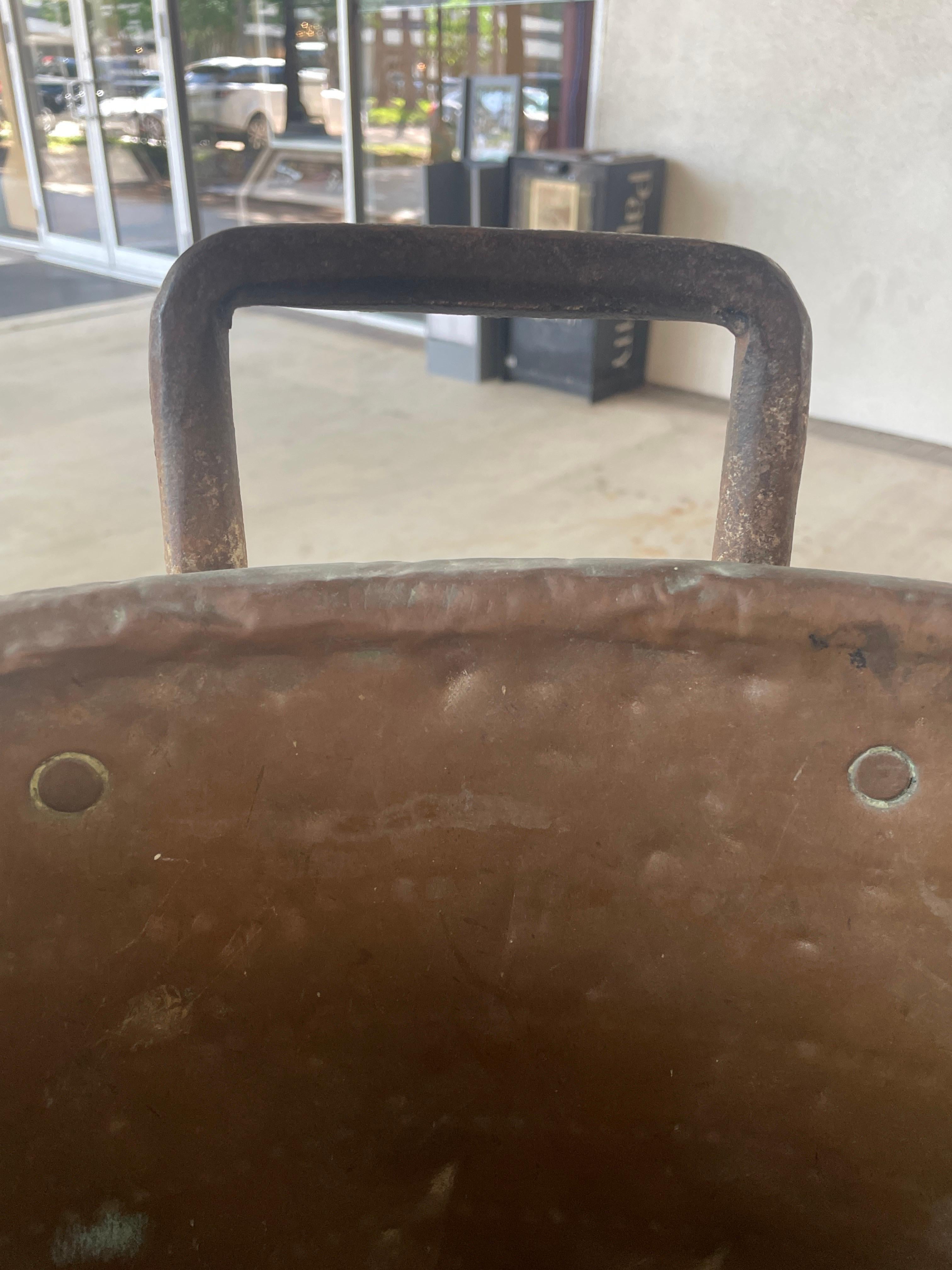 18th Century and Earlier Large Antique Copper Mixing Bowl For Sale