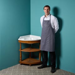 Large Antique Corner Basin with Triform Stand